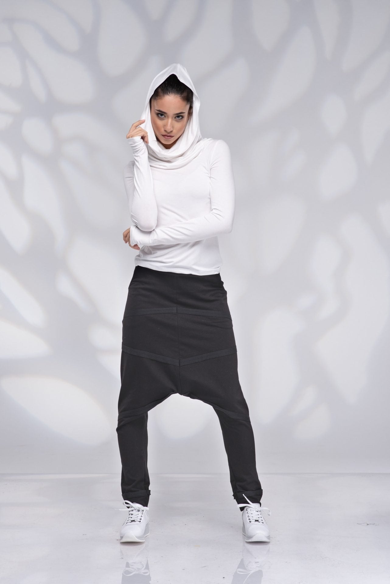 Black Harem Drop Crotch Baggy Yoga Pants