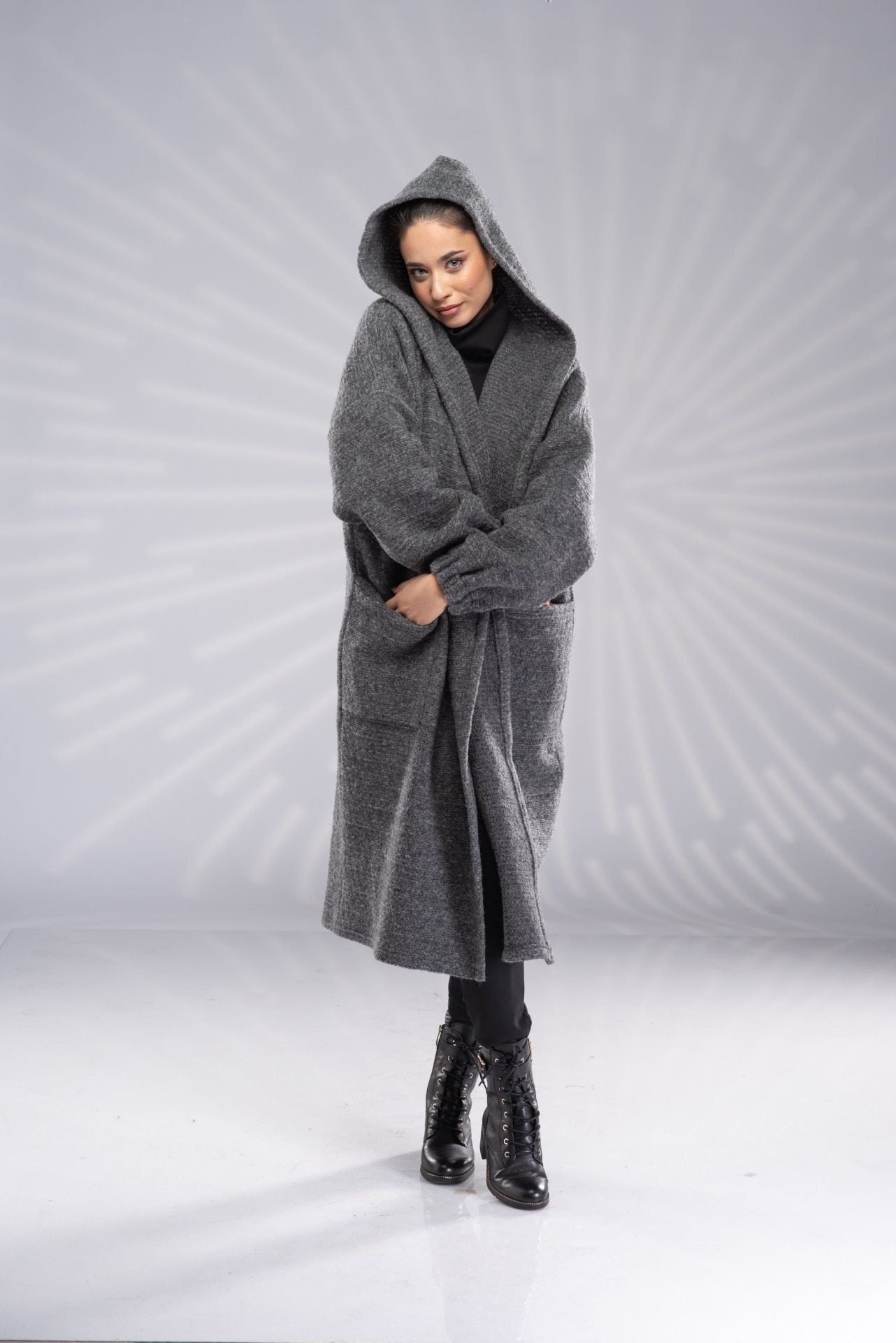 Wool Sweater Coat Long Hooded Cardigan Sweater