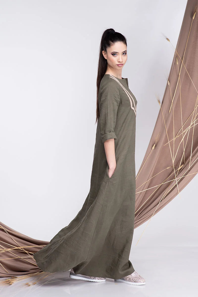 Linen Oversized Embroidered Maxi Dress-Danellys-3.webp