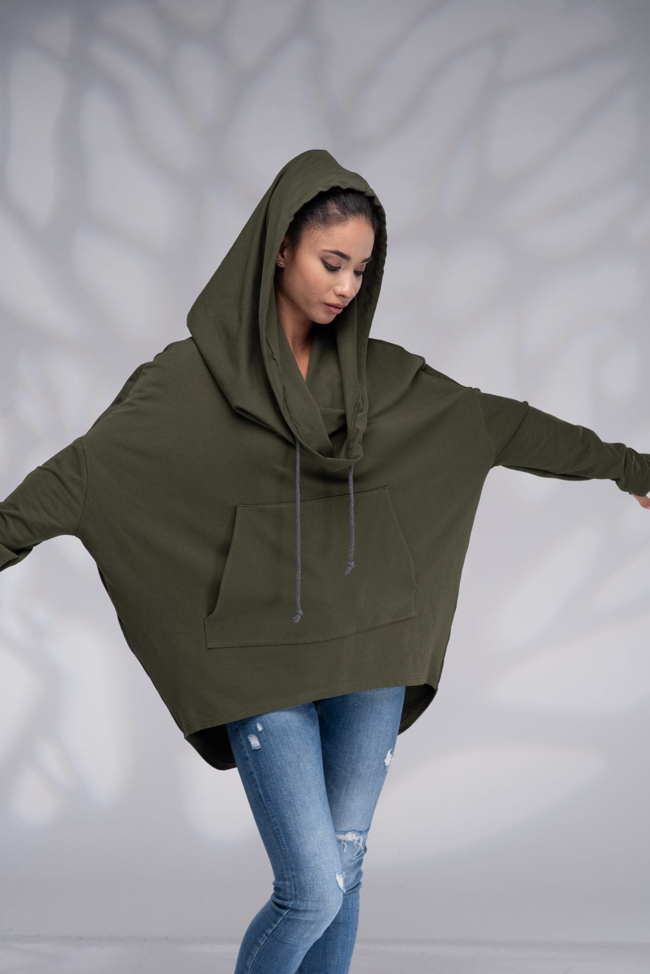 Jogging Sport Tracksuit Cowl Neck Hoodie and Harem Pants