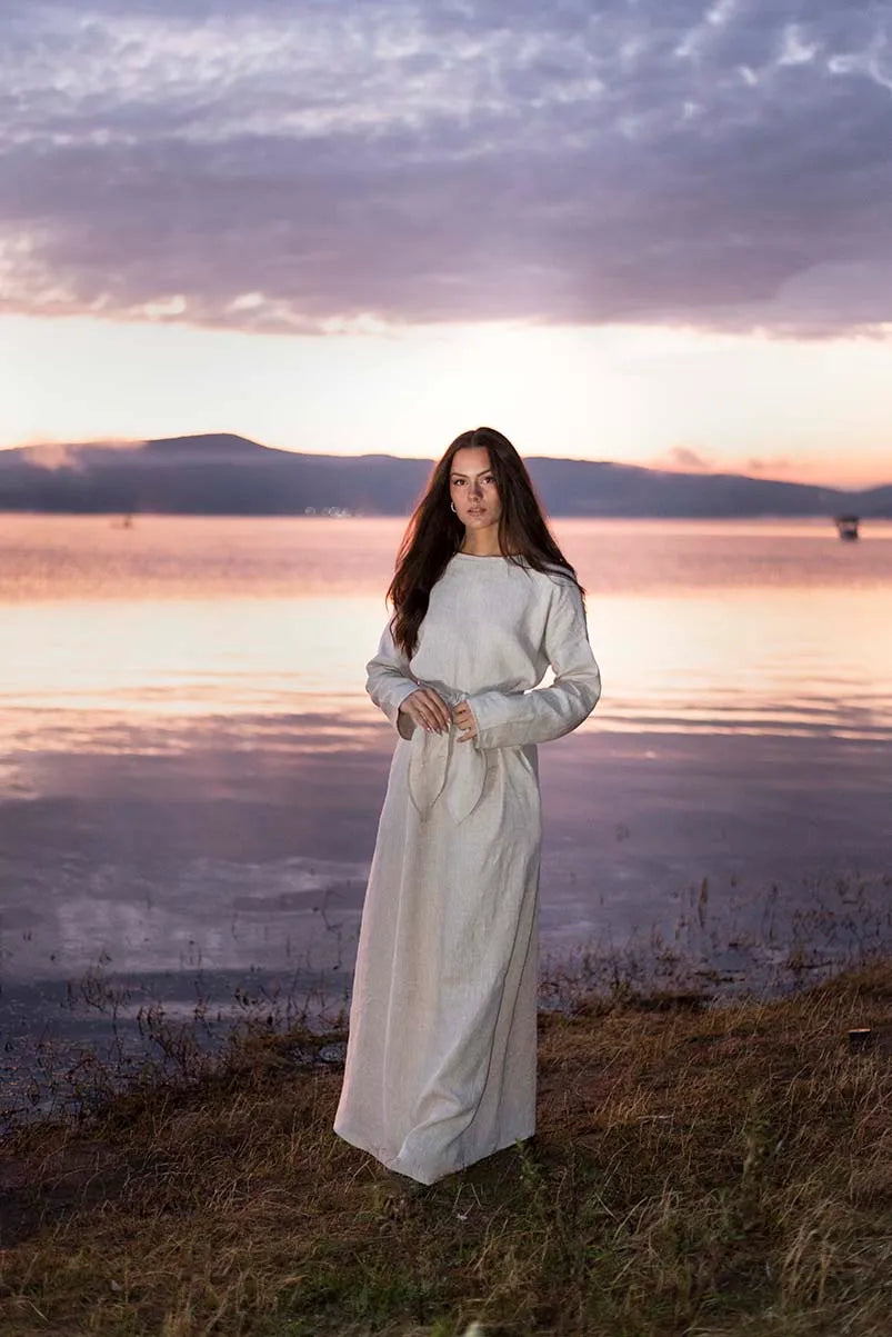 Maxi Summer Linen Kaftan Dress - Long Abaya with belt