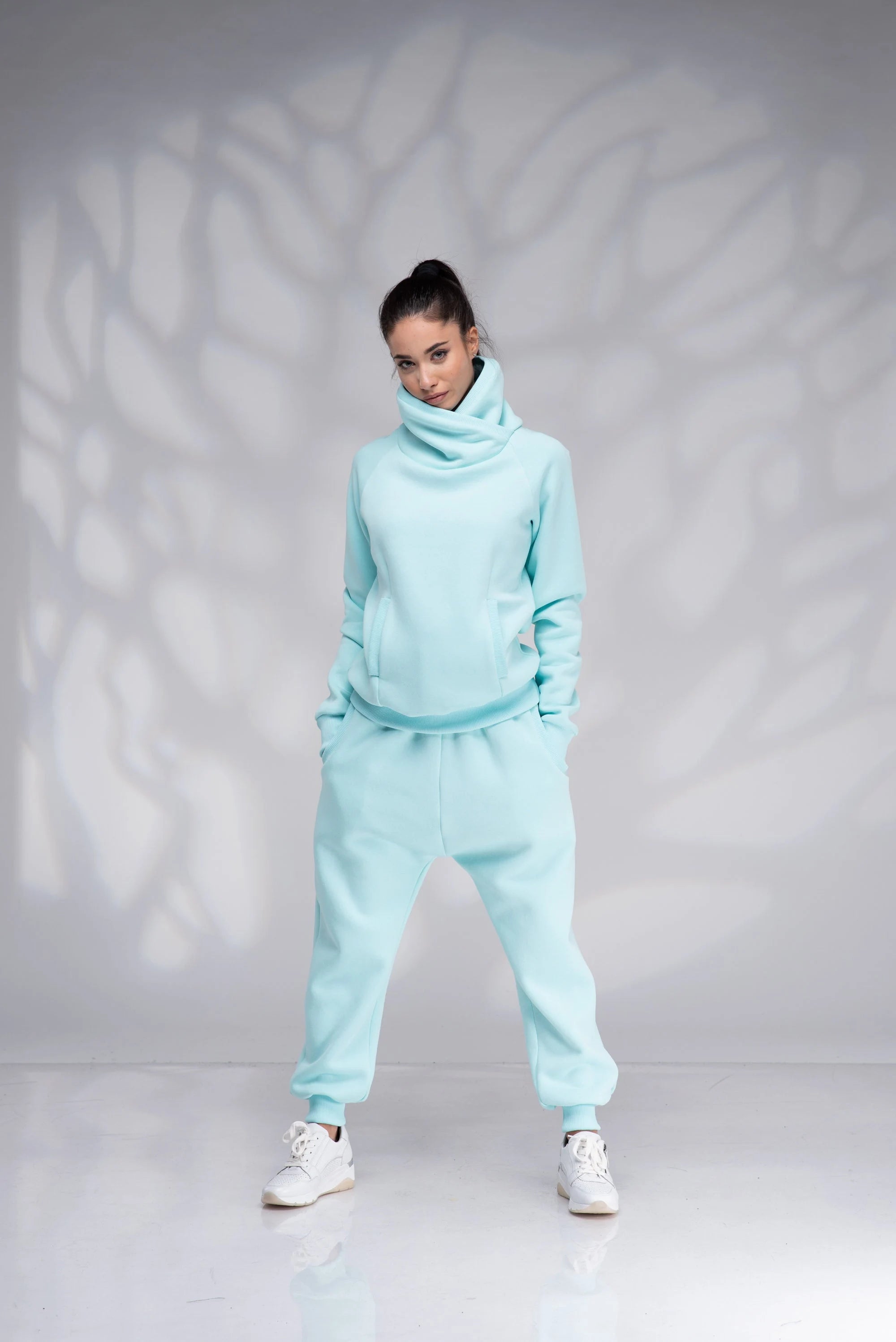 Sport Tracksuit Set Turtleneck Sweatshirt and Loose Pants-Danellys-2.webp