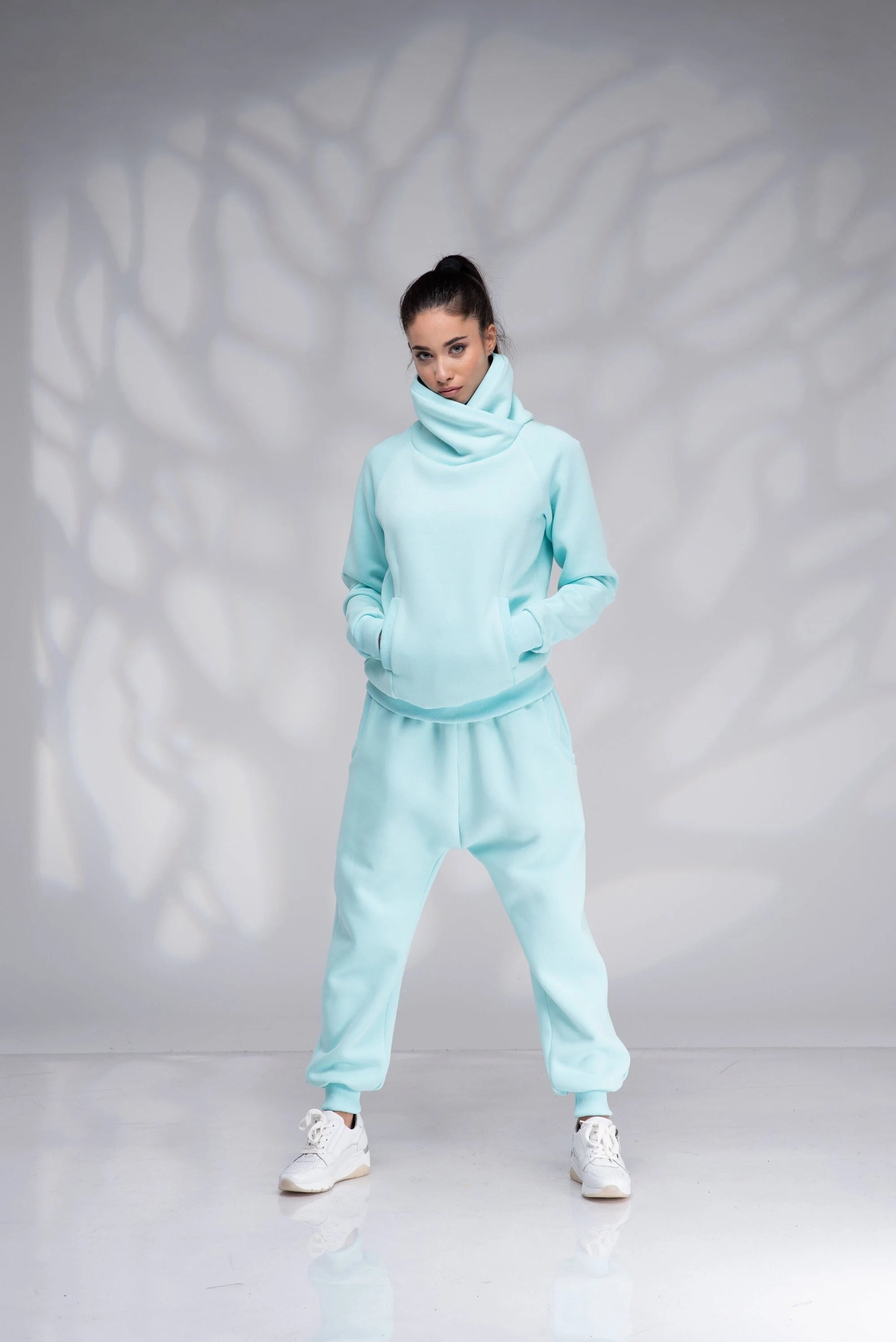 Sport Tracksuit Set Turtleneck Sweatshirt and Loose Pants-Danellys-4.webp