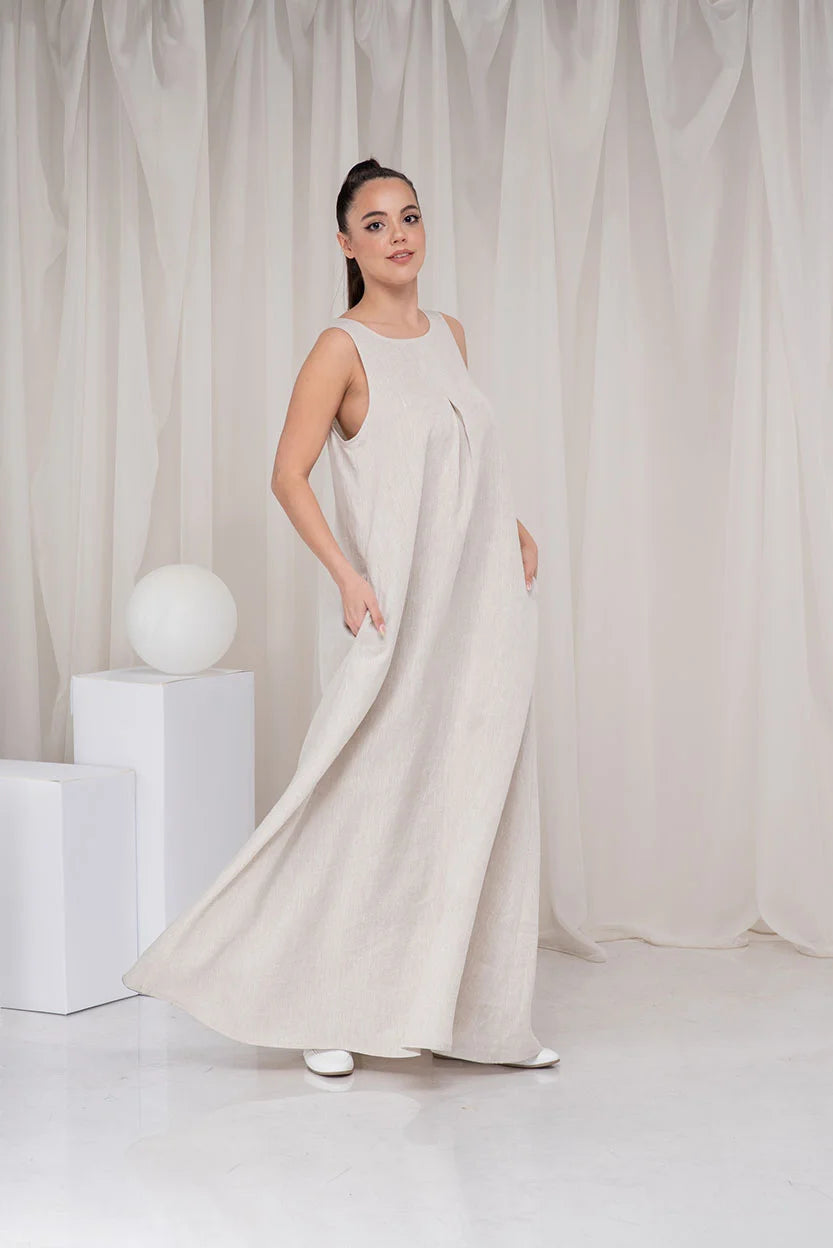 Linen Sleeveless Maxi Summer Long Dress