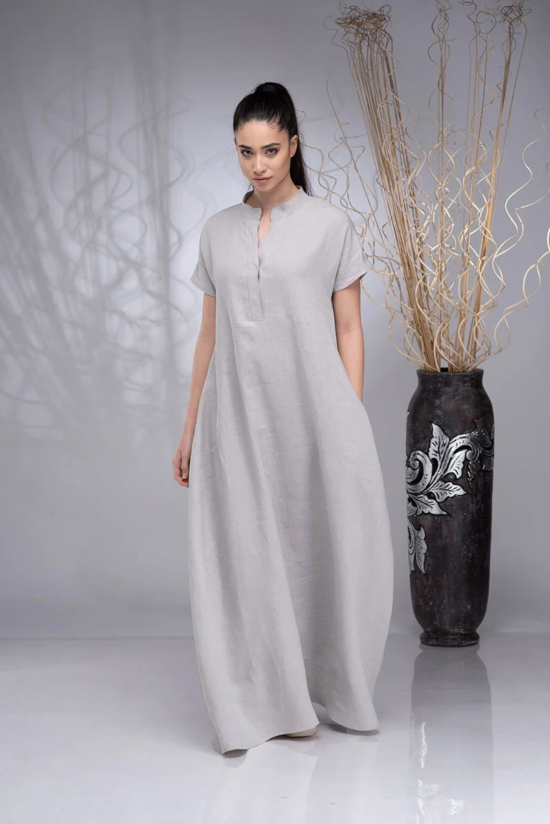 Linen Oversized Maxi Kaftan Dress with Pockets-Danellys-3.webp