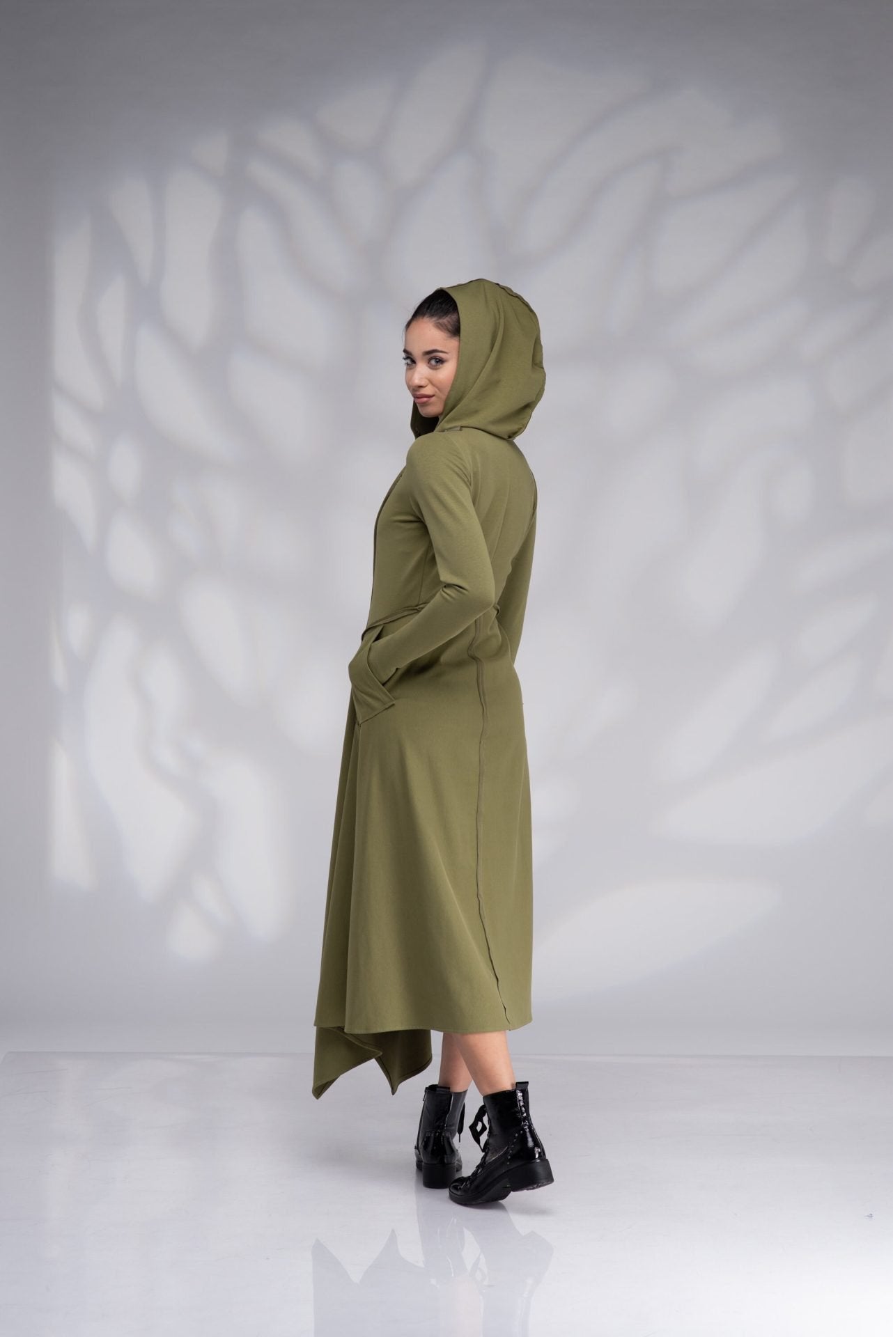 Hoodie Maxi Sweatshirt Dress with Pockets
