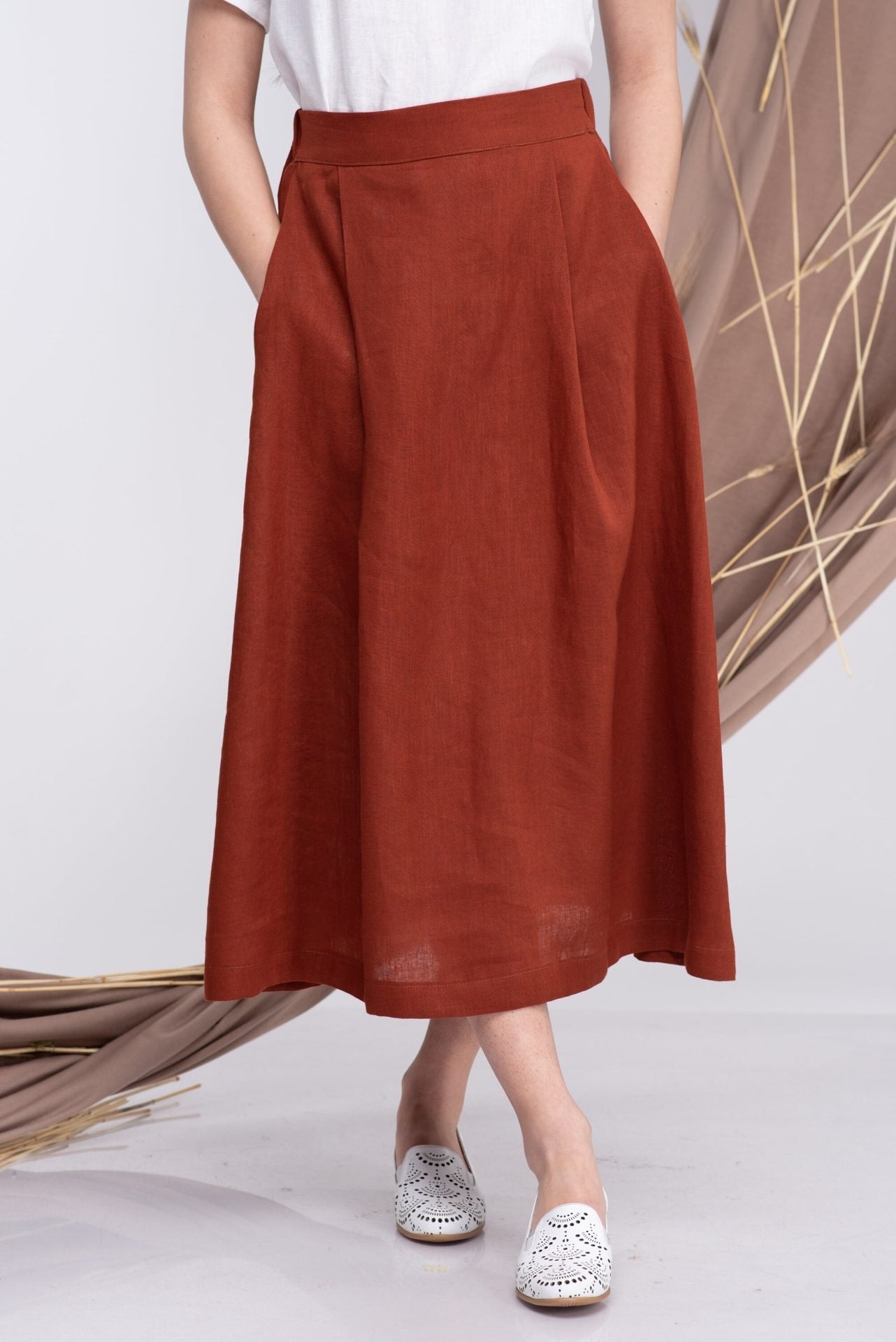 Two Piece Linen Set Linen Skirt and Linen Dress