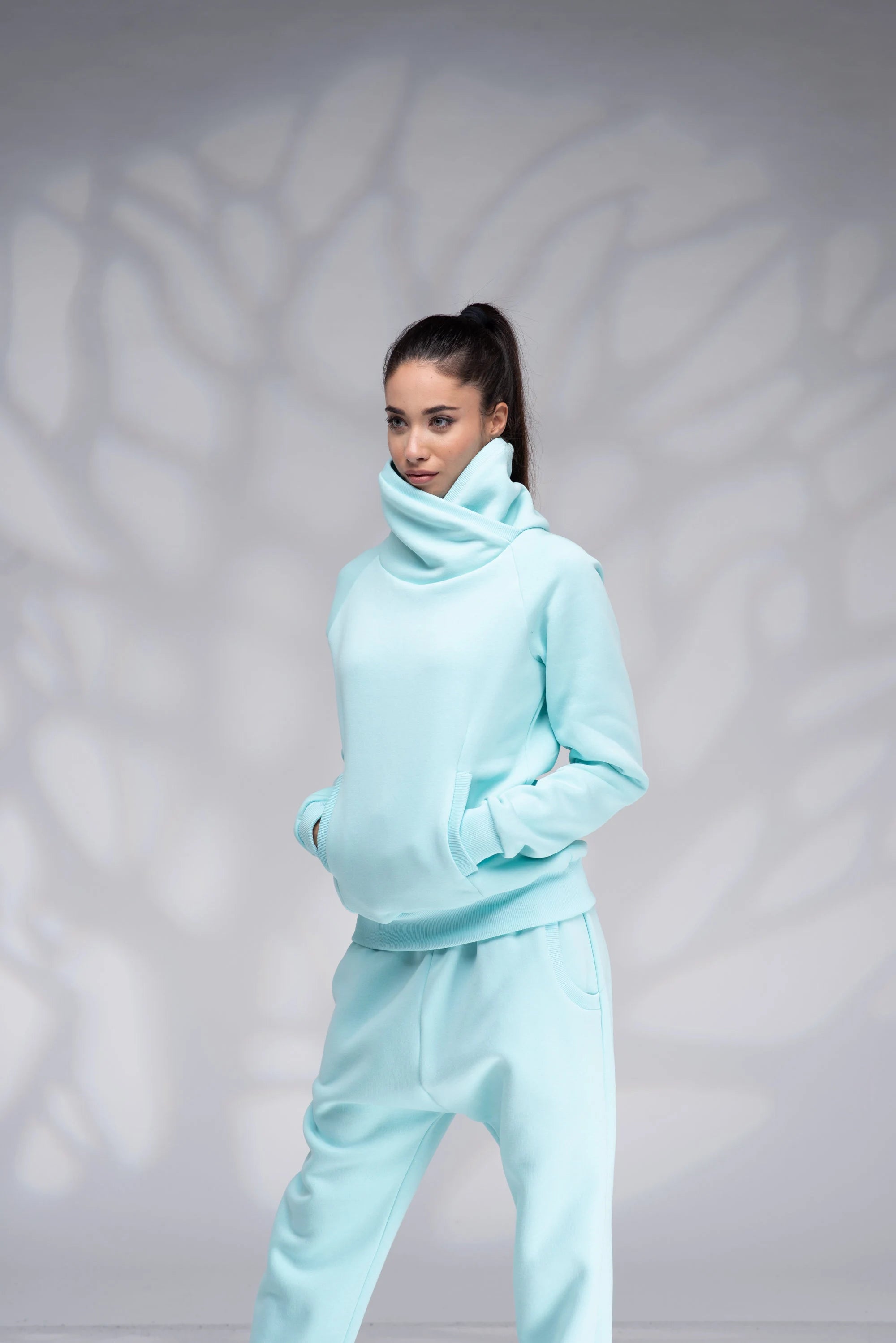 Sport Tracksuit Set Turtleneck Sweatshirt and Loose Pants-Danellys.webp