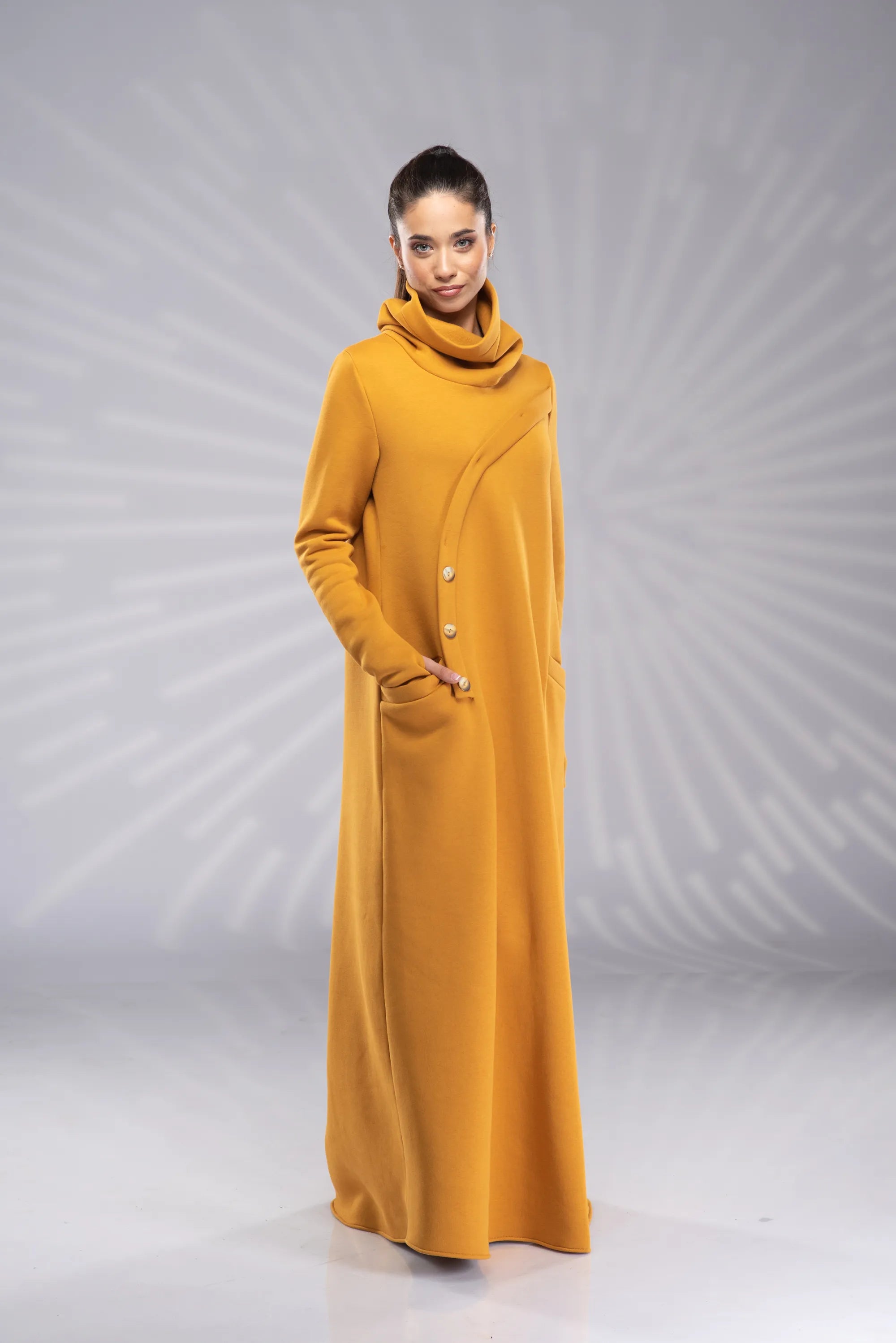 Winter Maxi Plus Size Turtleneck Kaftan Dress-Danellys.webp