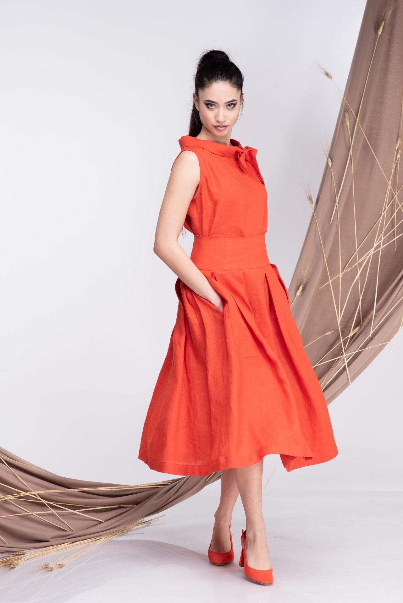 Two Piece Linen Set Linen Top and Linen Skirt