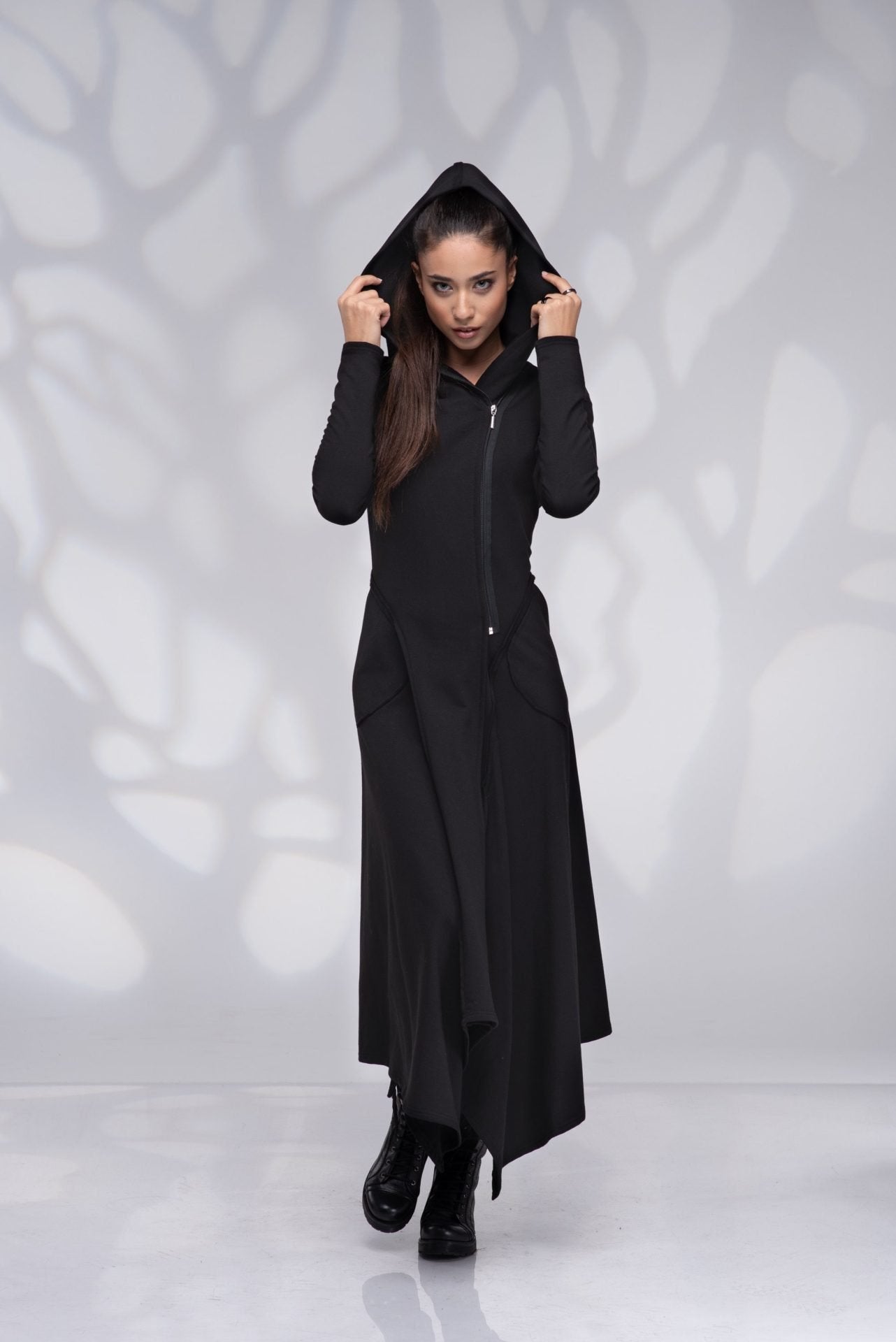 Maxi Long Sleeve Hooded Sweatshirt Dress with Pockets