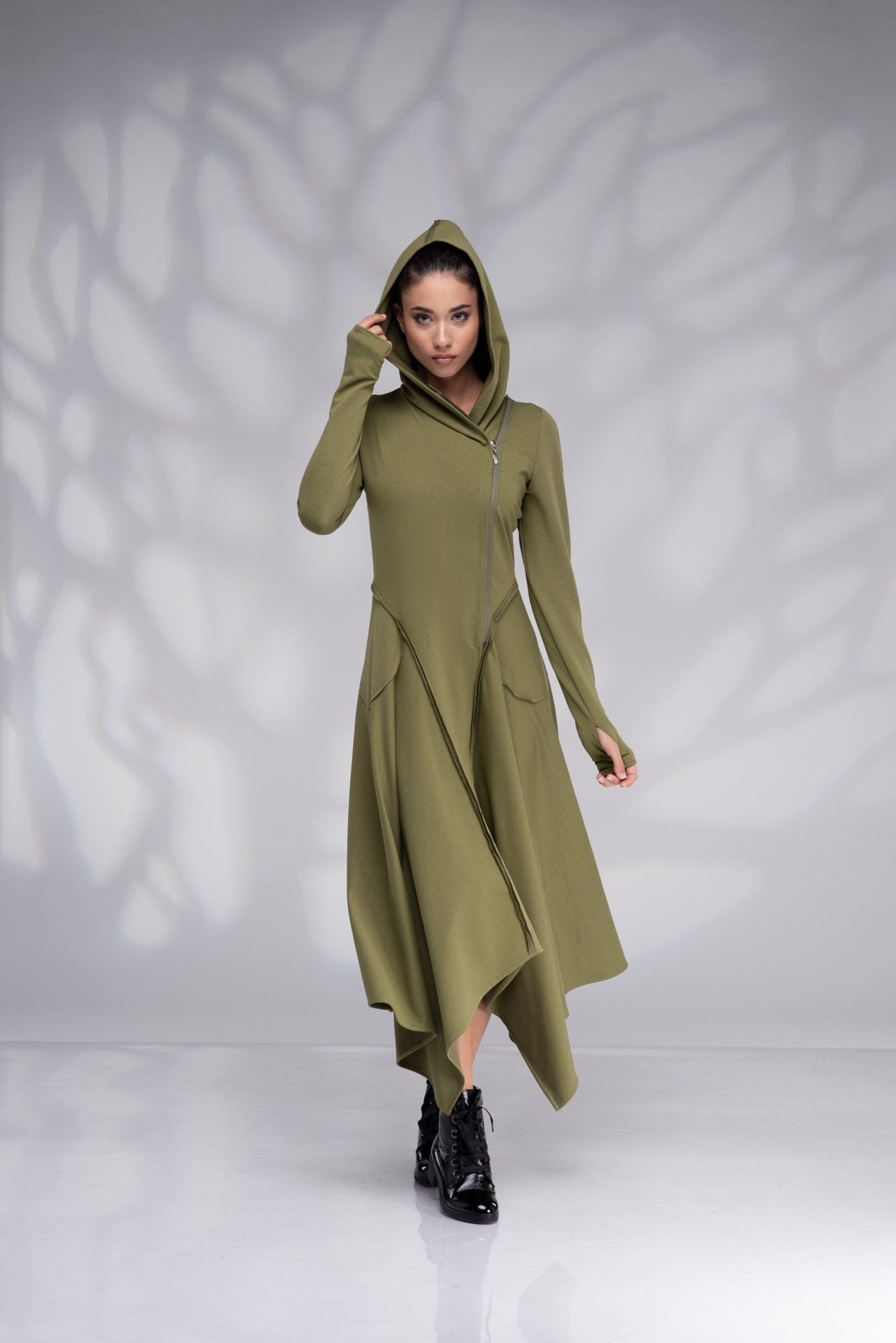 Maxi Long Sleeve Hooded Sweatshirt Dress with Pockets
