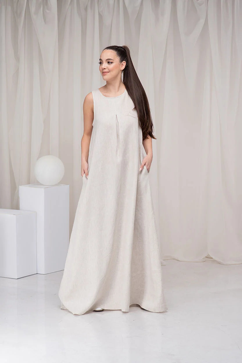 Linen Sleeveless Maxi Summer Long Dress