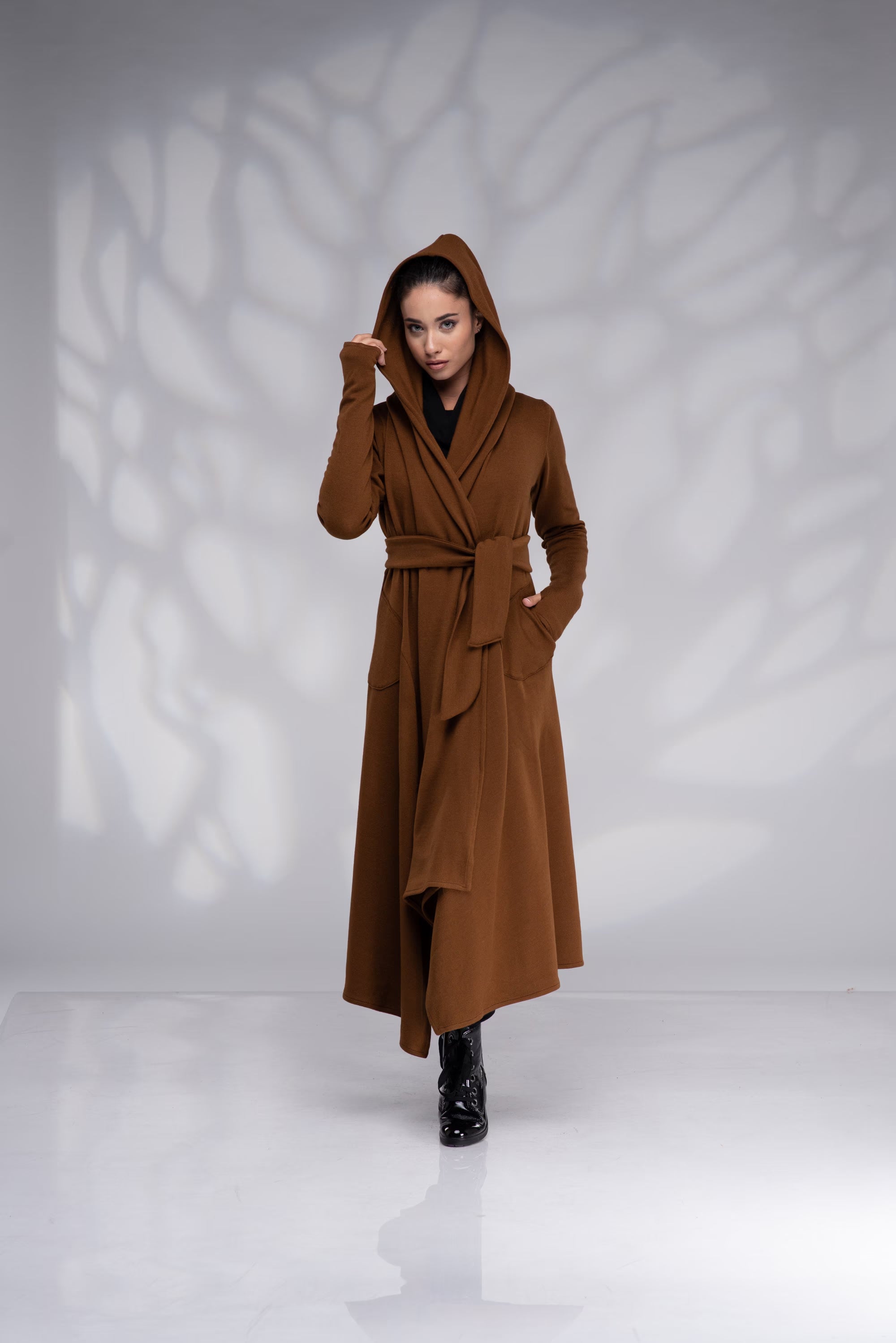 Long Cardigan Cloak with Hood Maxi Duster Sweater Coat-Danellys.webp