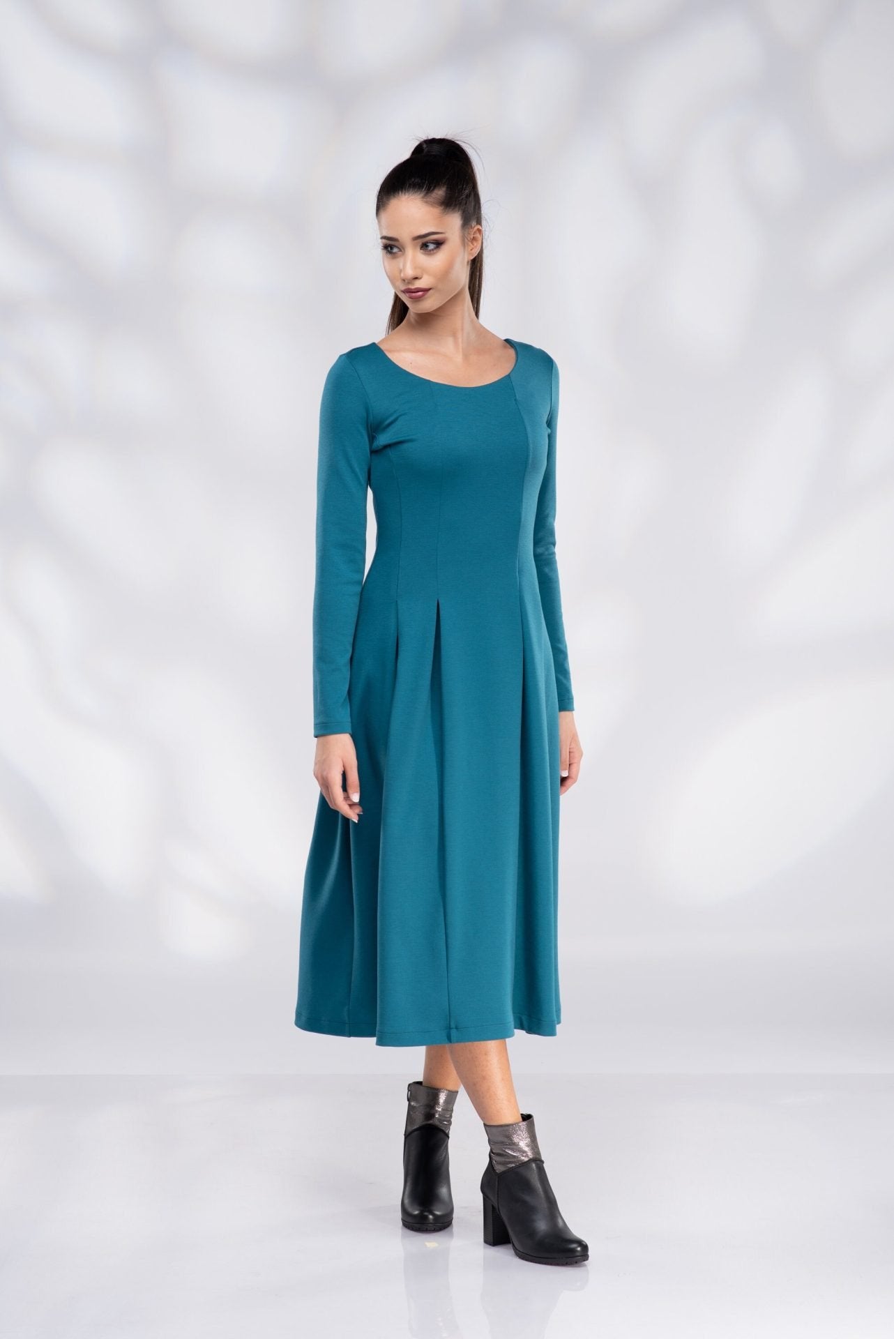 Winter Burnt Orange Midi Dress