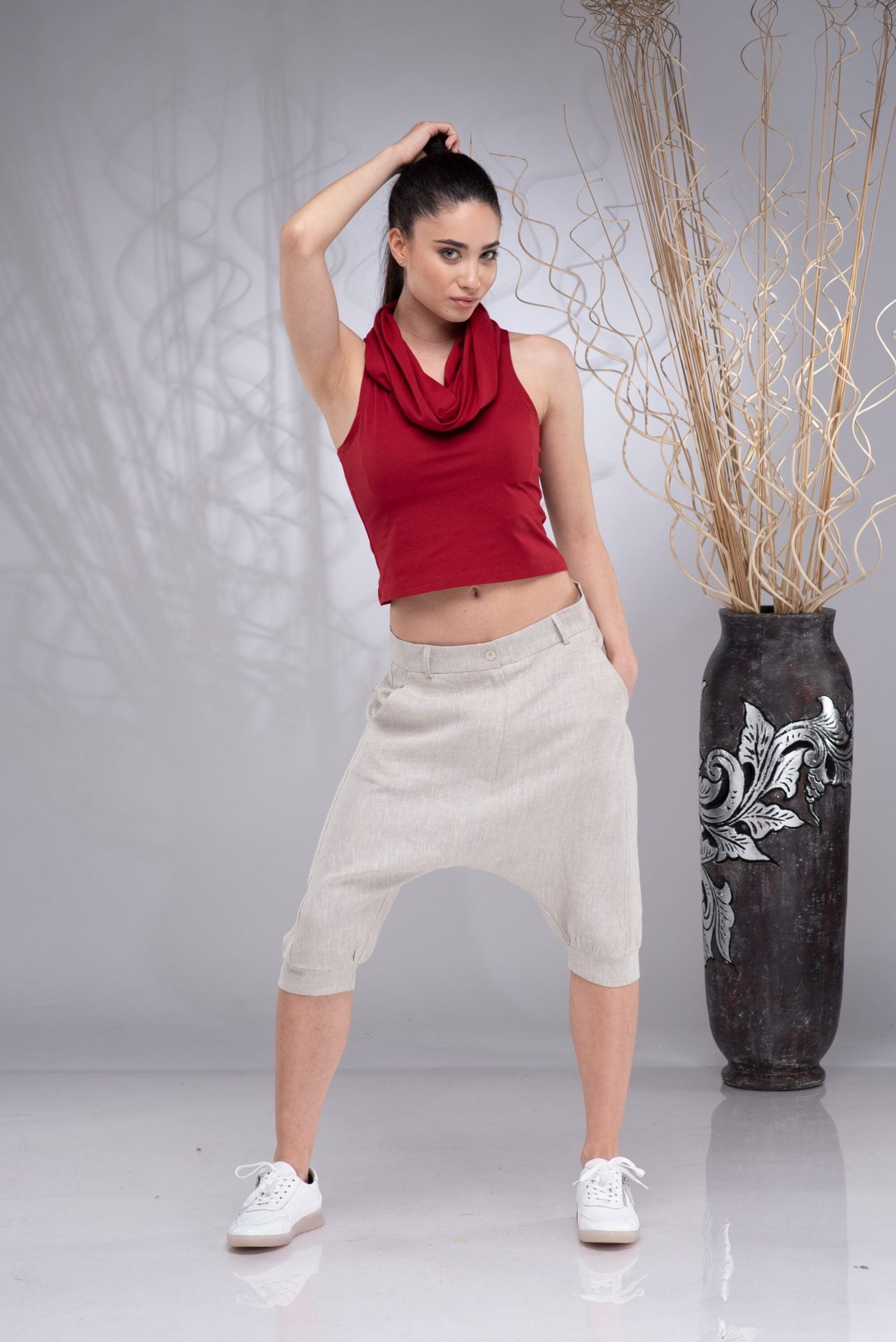 Hooded Crop Top Sleeveless Hoodie