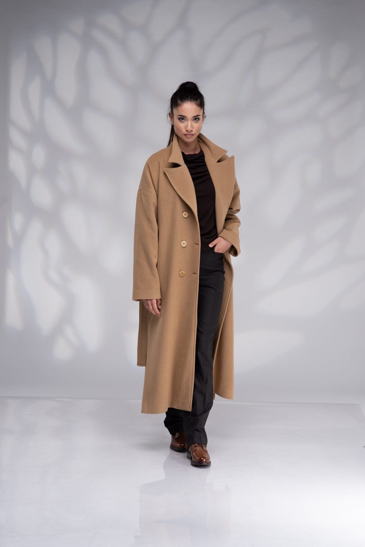 Long Wool Camel Oversized Coat