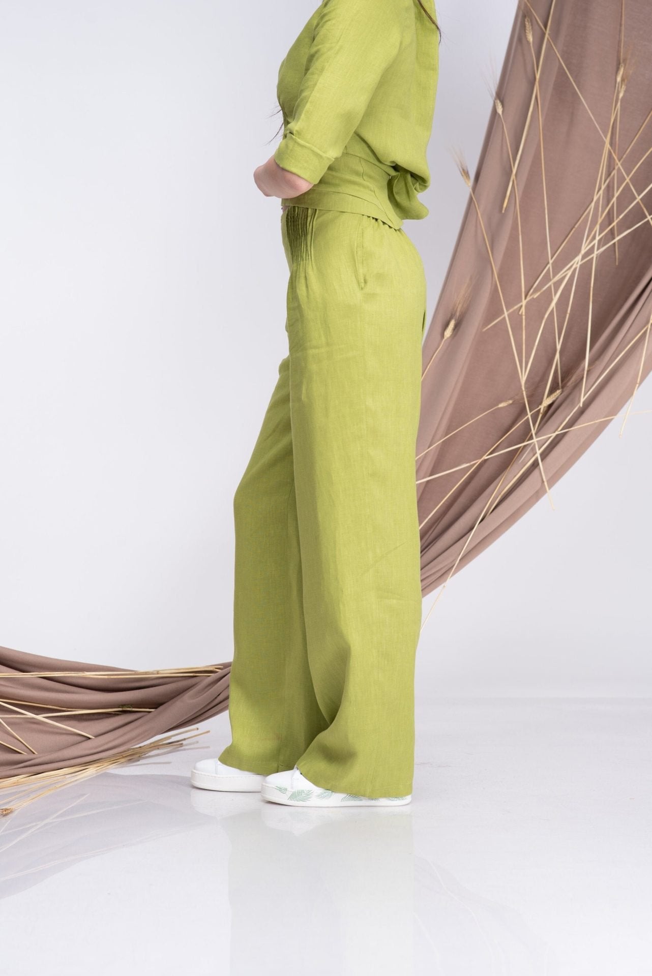 White Linen Wide-Leg Pants