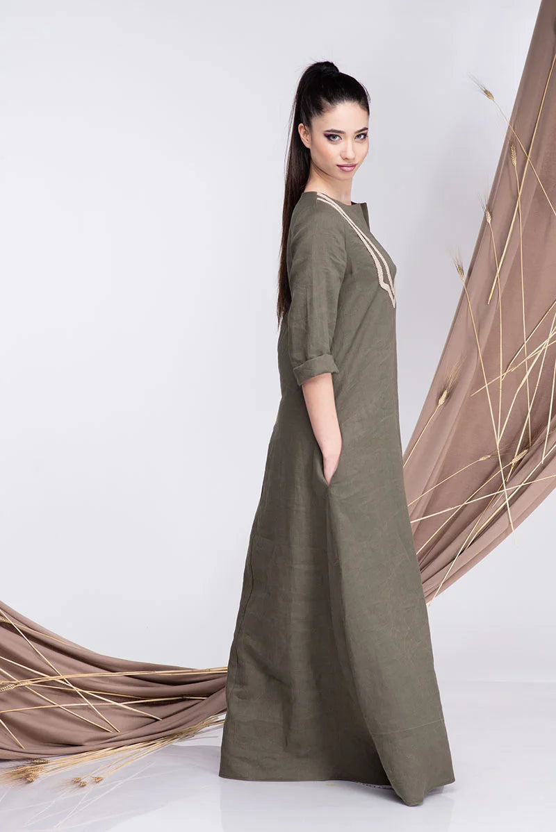Linen Oversized Embroidered Maxi Dress-Danellys-2.webp