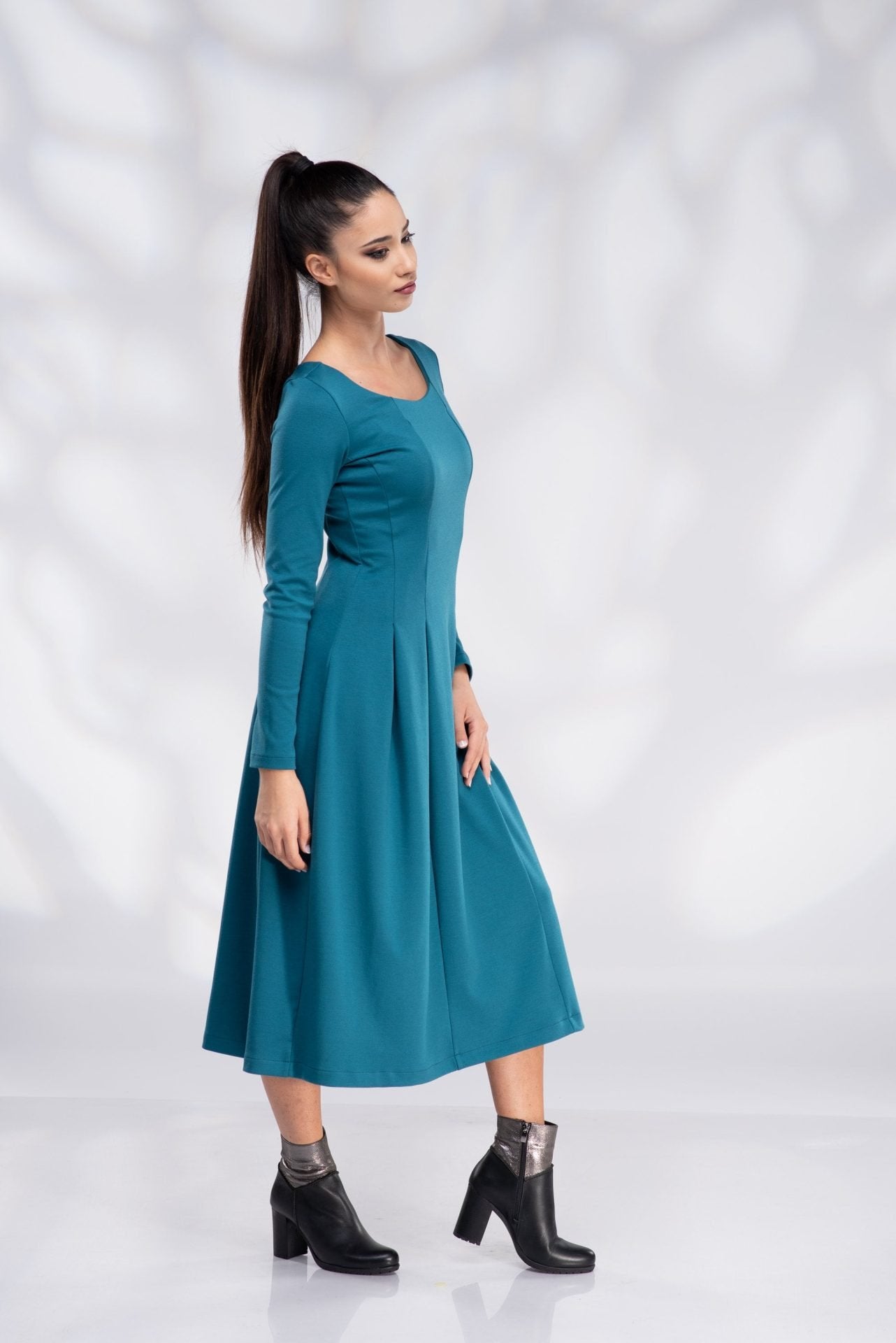 Winter Burnt Orange Midi Dress