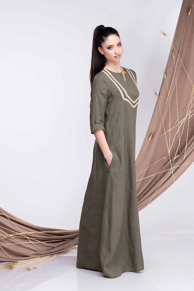 Linen Oversized Embroidered Maxi Dress-Danellys-4.webp