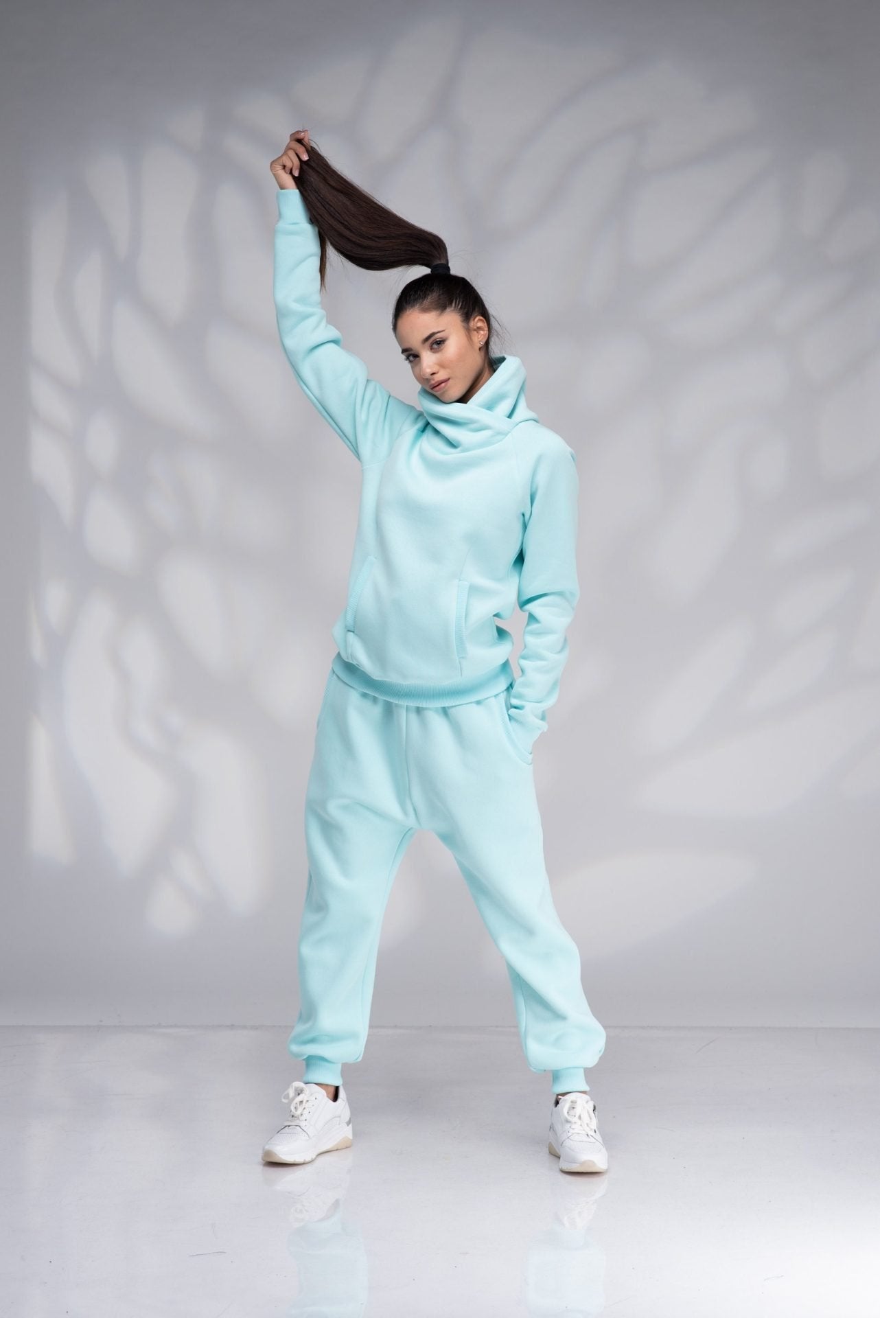 Sport Tracksuit Set Turtleneck Sweatshirt and Loose Pants