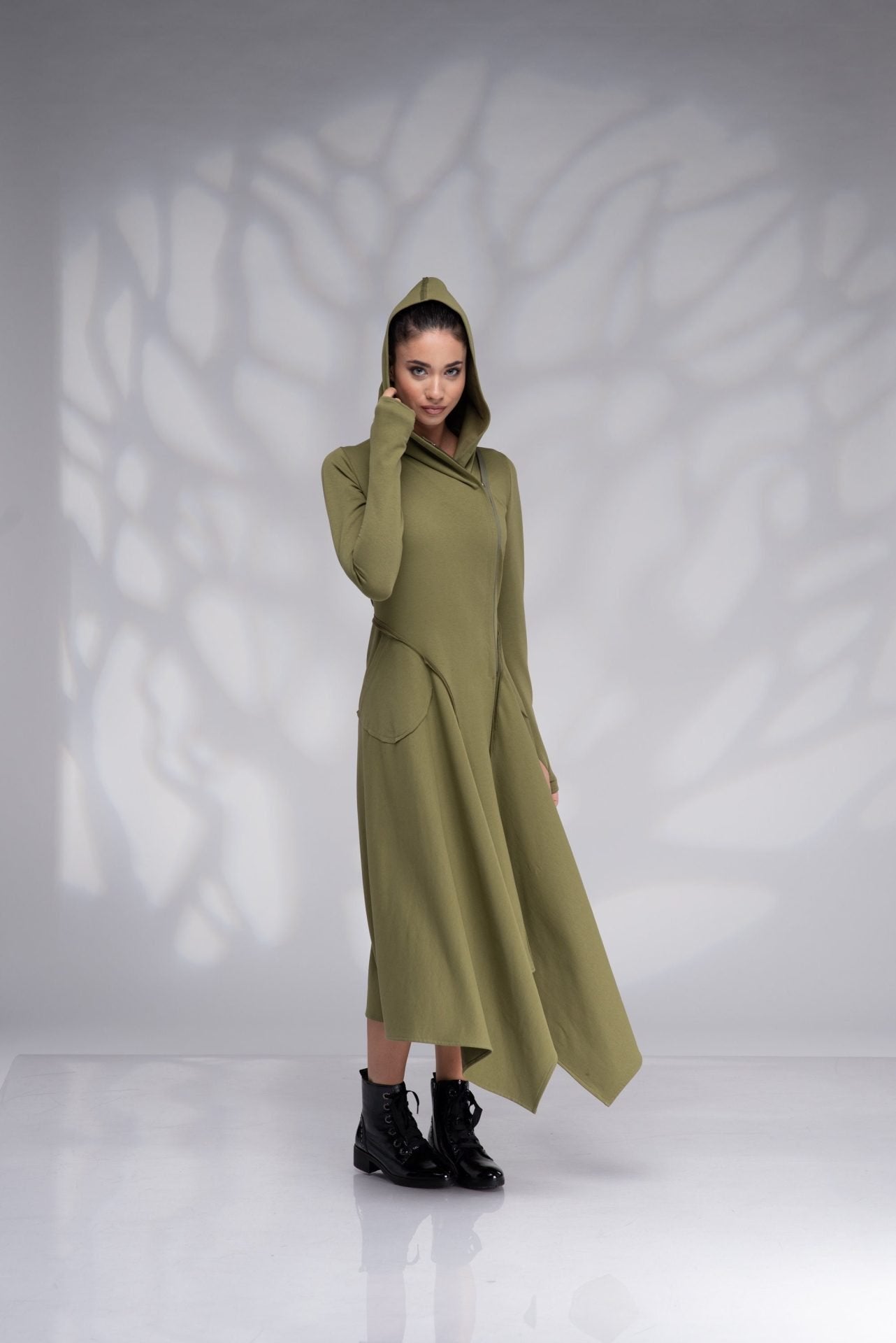 Hoodie Maxi Sweatshirt Dress with Pockets
