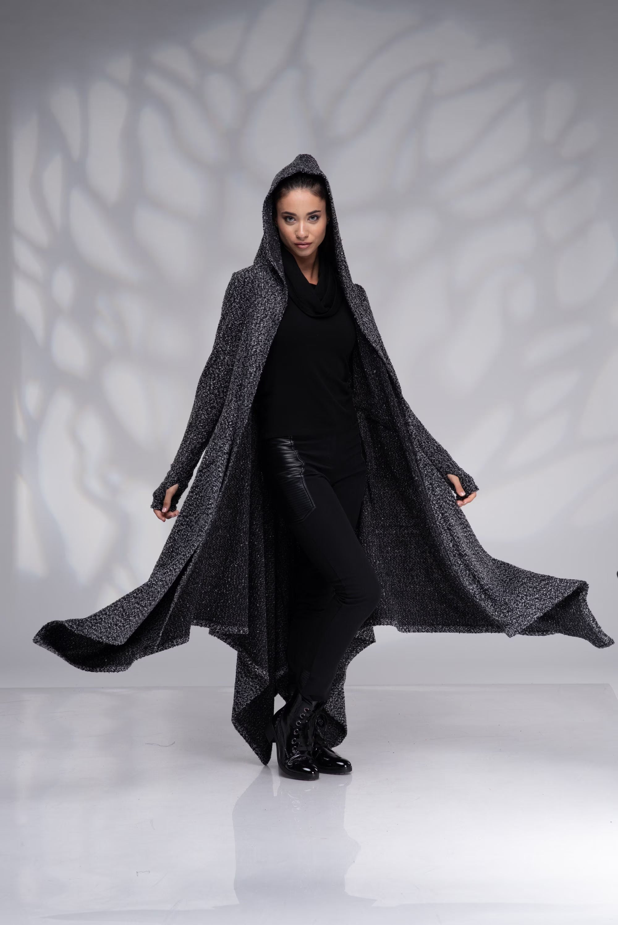 Open Knit Cardigan with Hood - Maxi Duster Sweater4-Danellys.webp