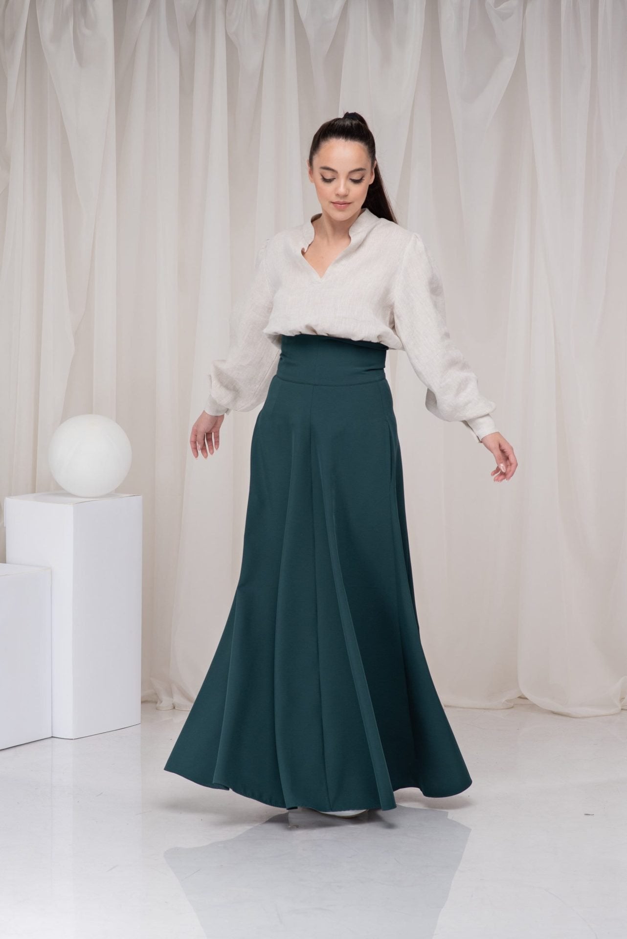 Victorian Walking Summer High Waisted Circle Floor Length Skirt