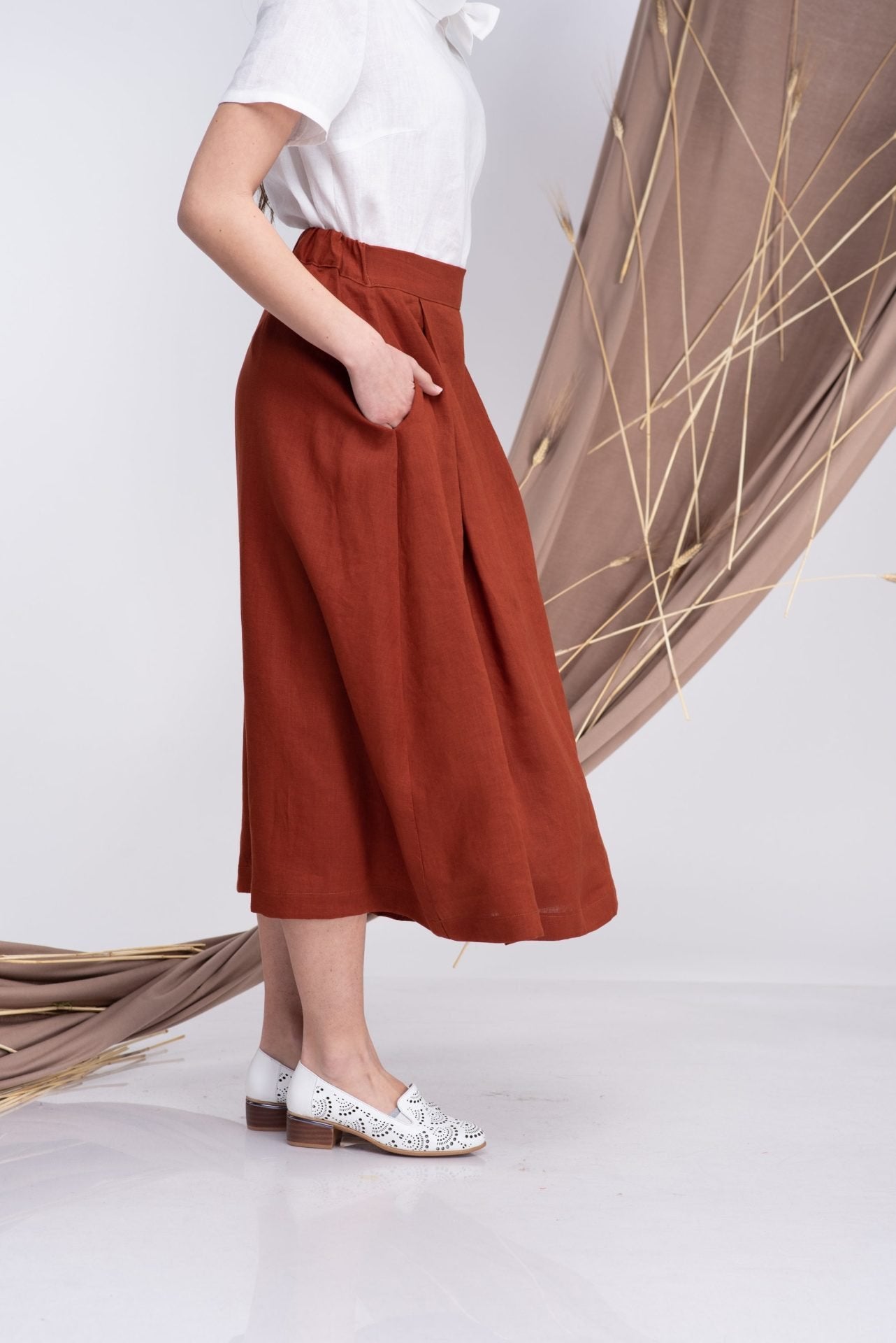 Two Piece Linen Set Linen Skirt and Linen Dress