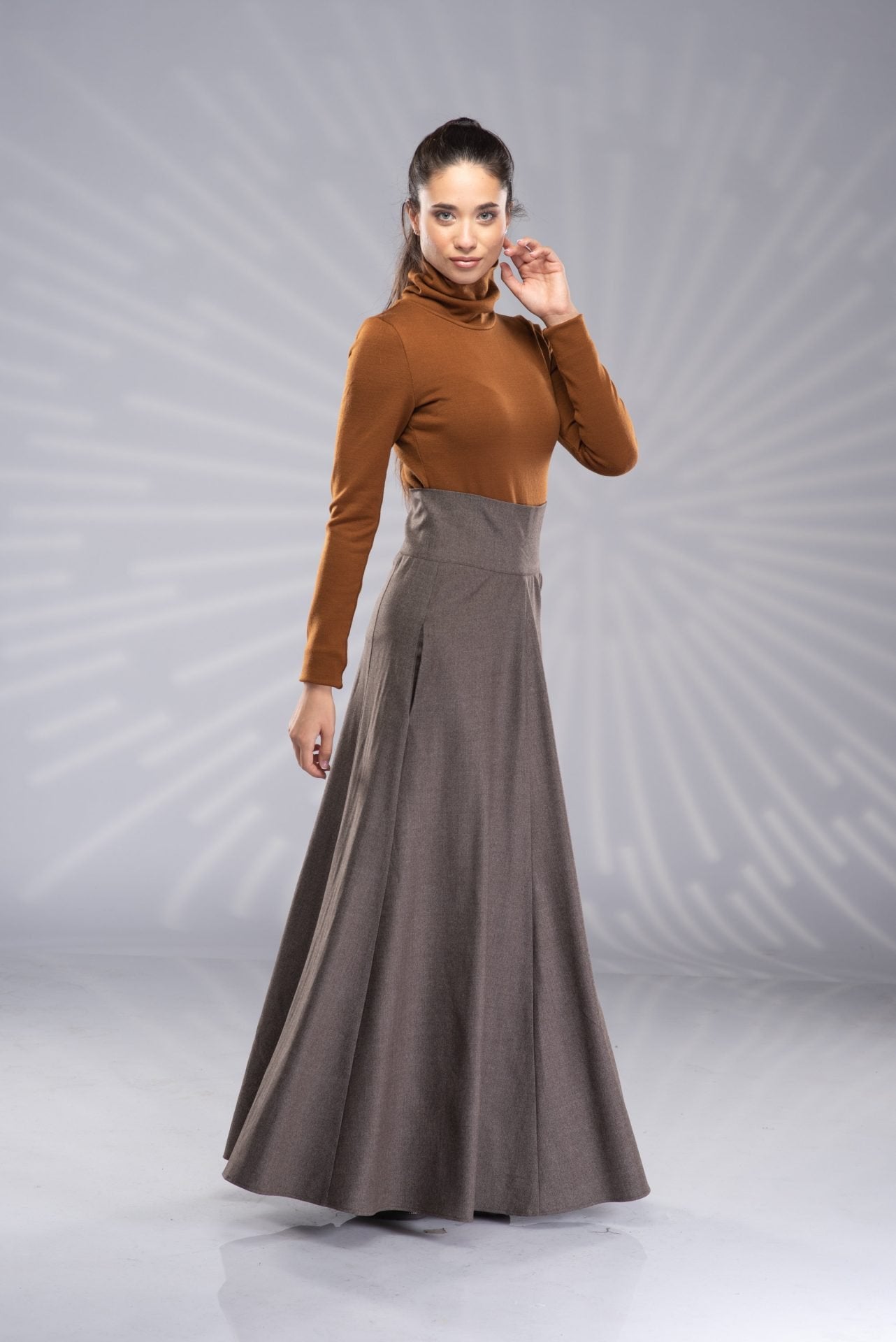 Wool Maxi Victorian High Waist Winter Long Skirt