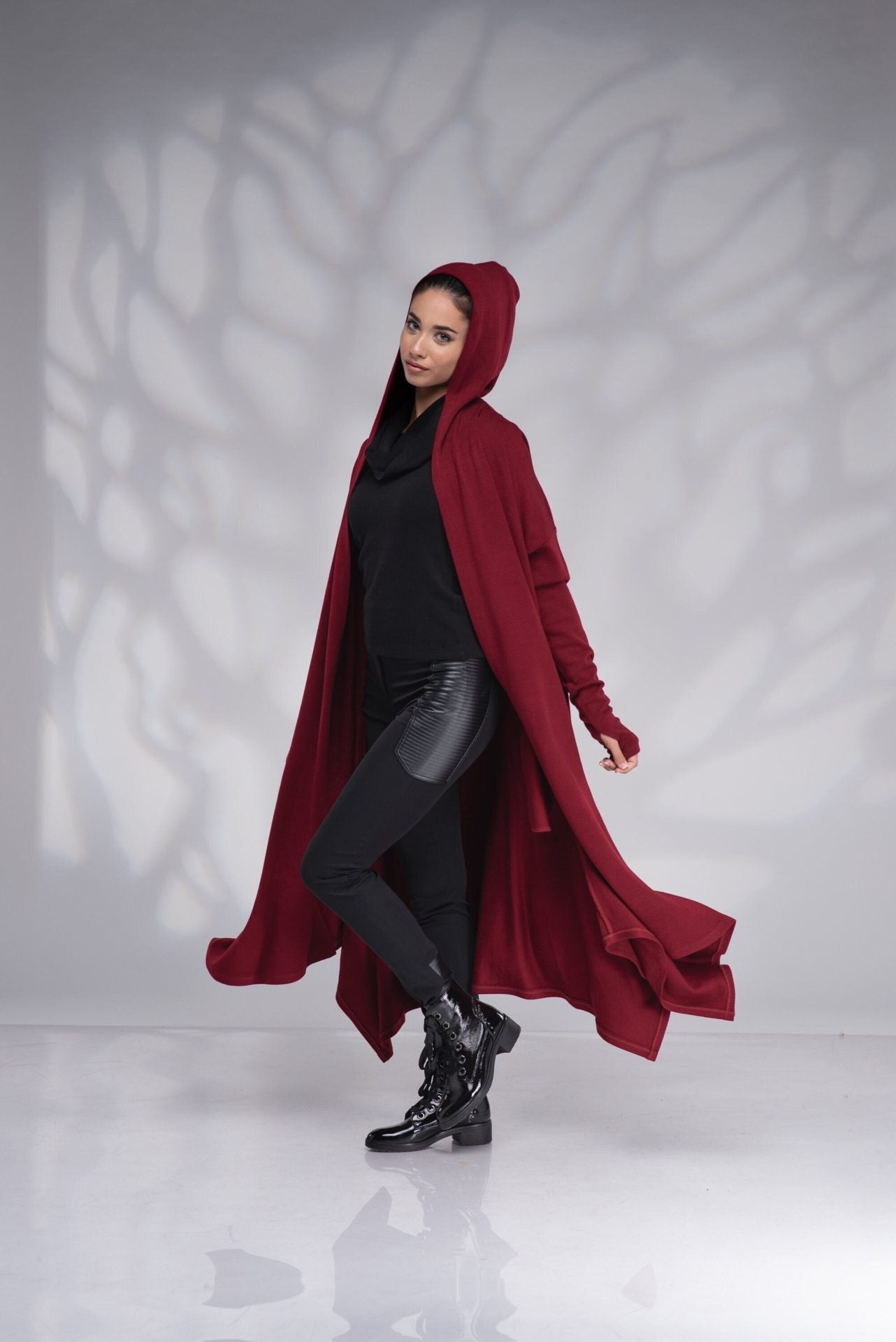 Hooded knit Wool Cloak Oversize Jacket