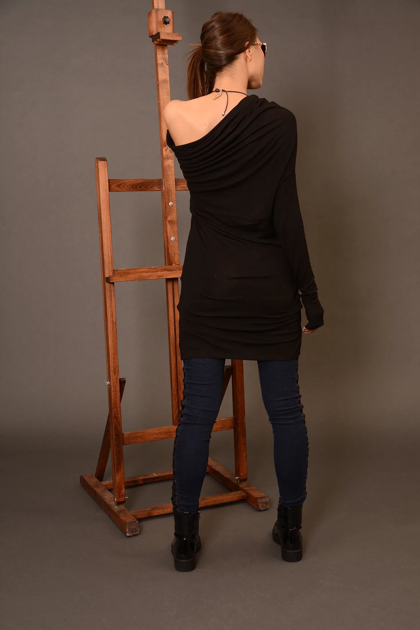 Knit Wool Asymmetrical Oversized Off Shoulder Sweater-Danellys-3.webp