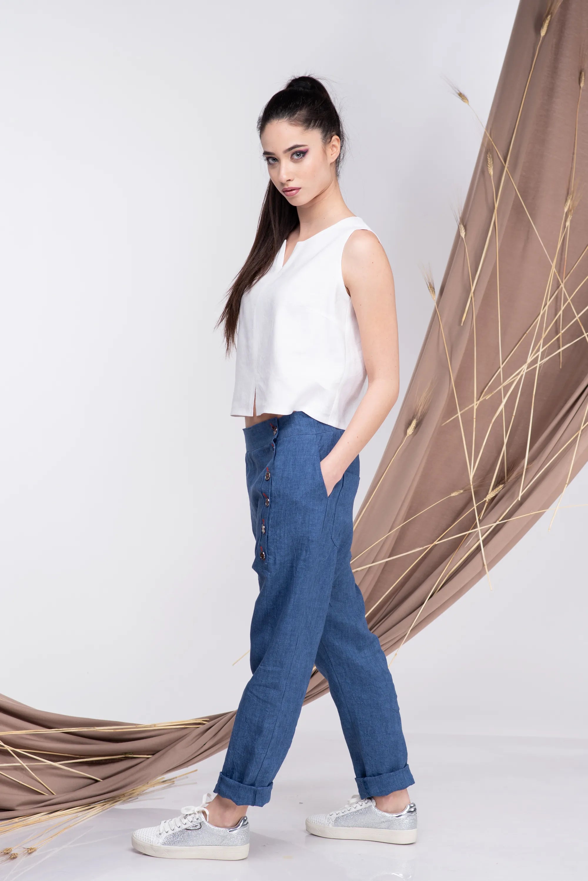 Linen Harem Summer Unisex Pants-Danellys-2.webp