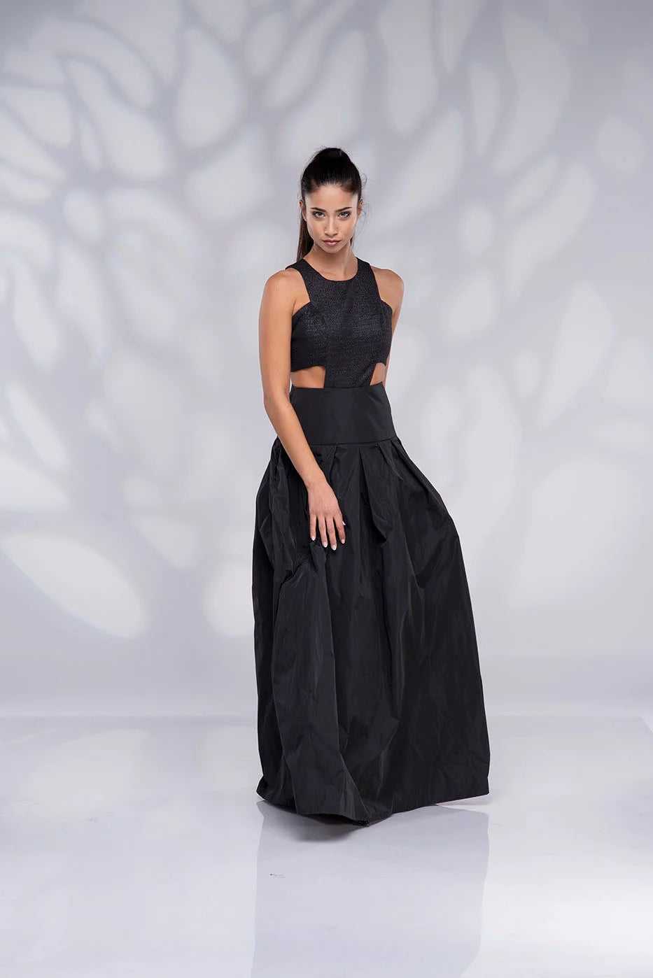 Taffeta Cream Skirt - Champagne Formal Long High Waisted