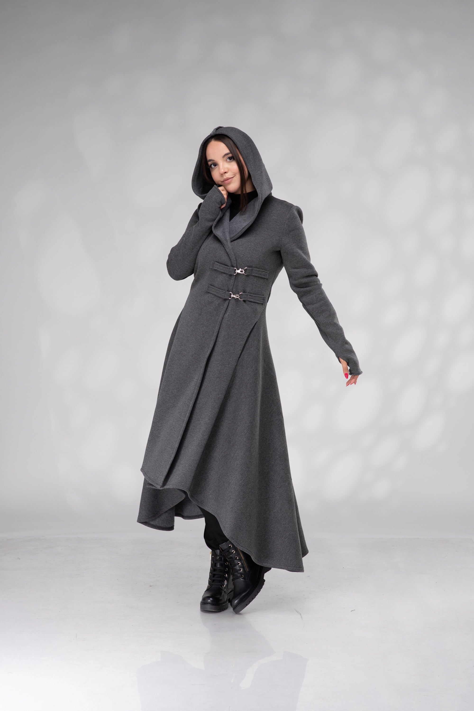 Long Cardigan Cloak with Hood Sweater Maxi Gothic Jacket-Danellys-2.webp