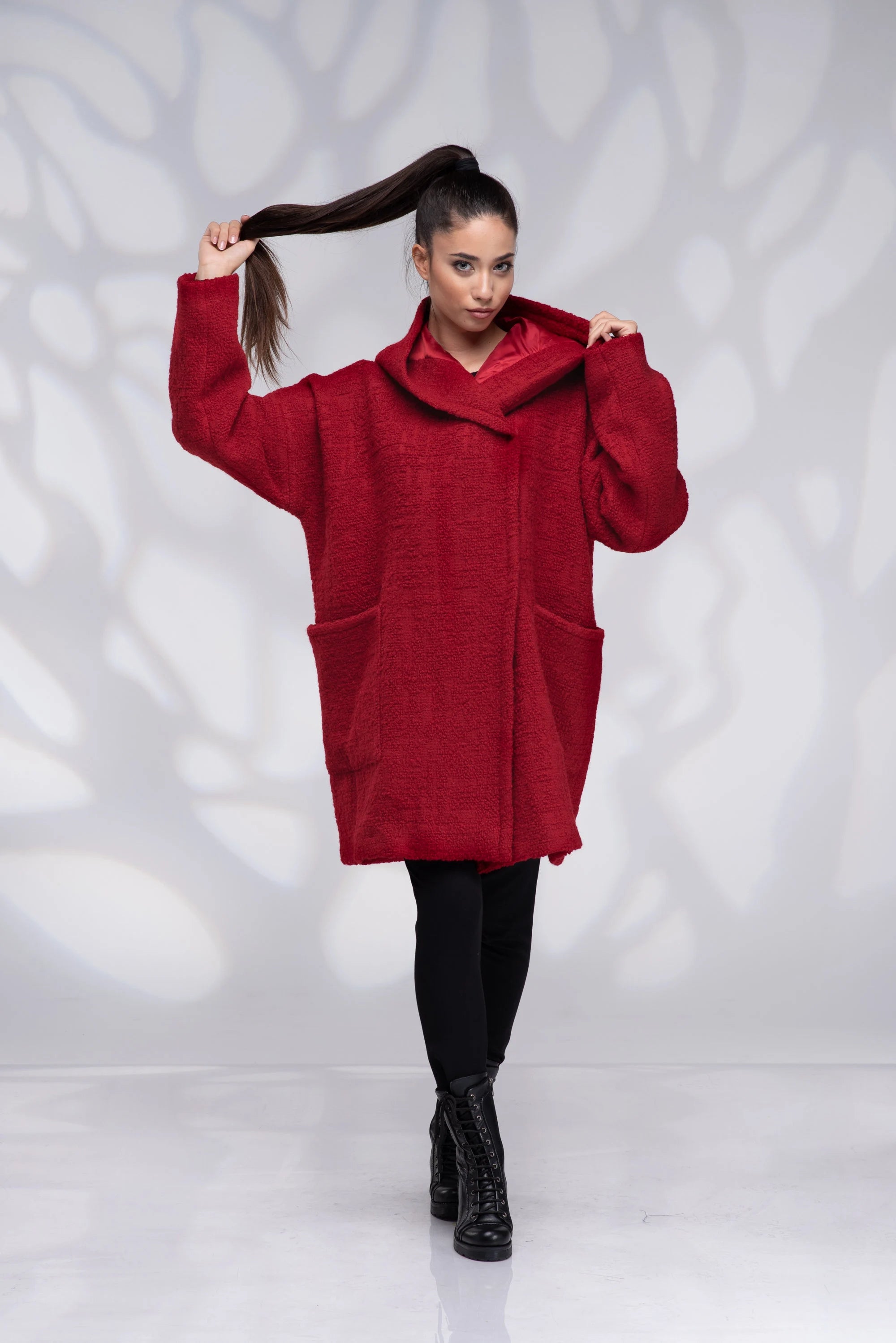 Wool Oversized Short Red with Lining-Danellys-4.webp