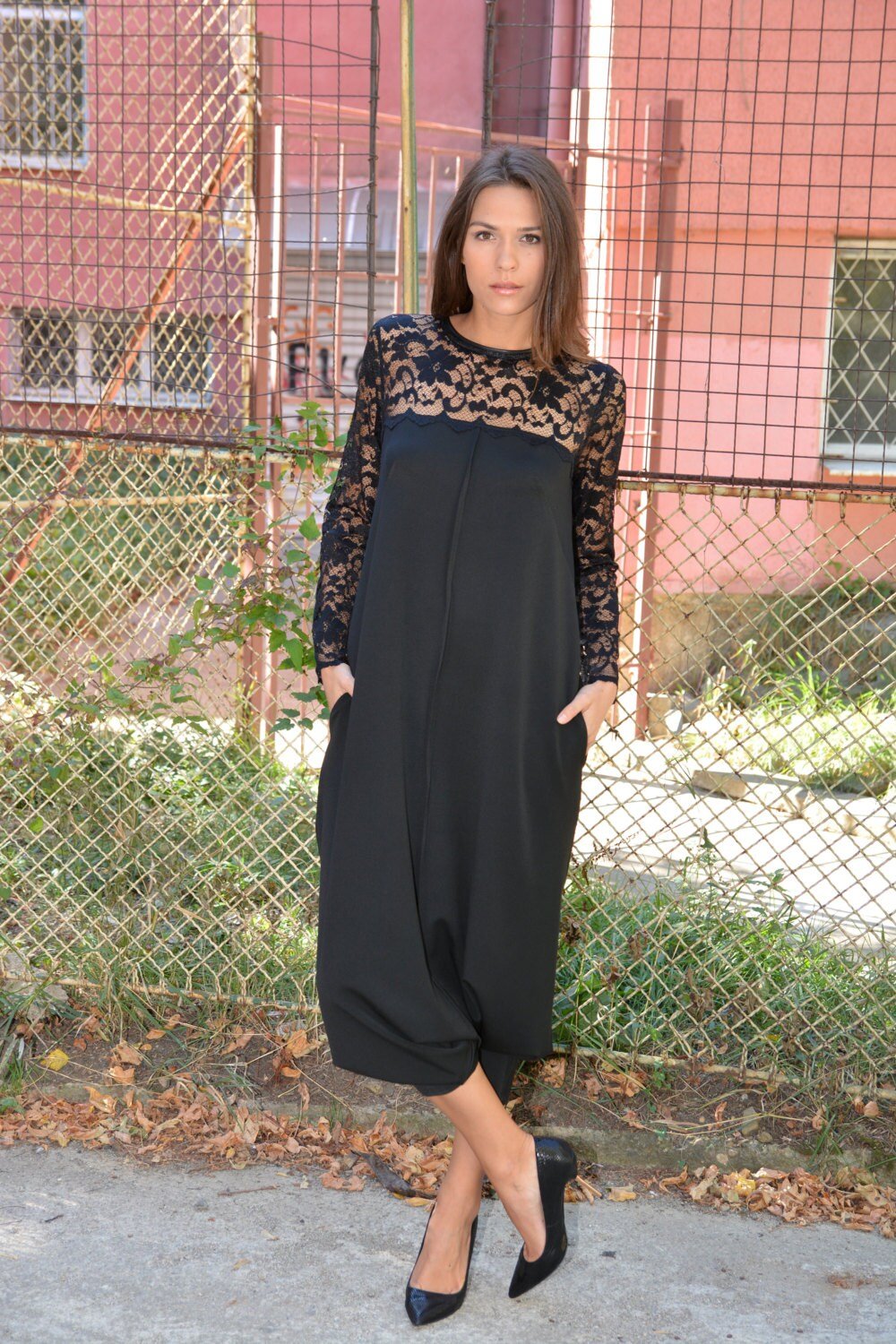 Lace Black Plus Size Drop Crotch Jumpsuit