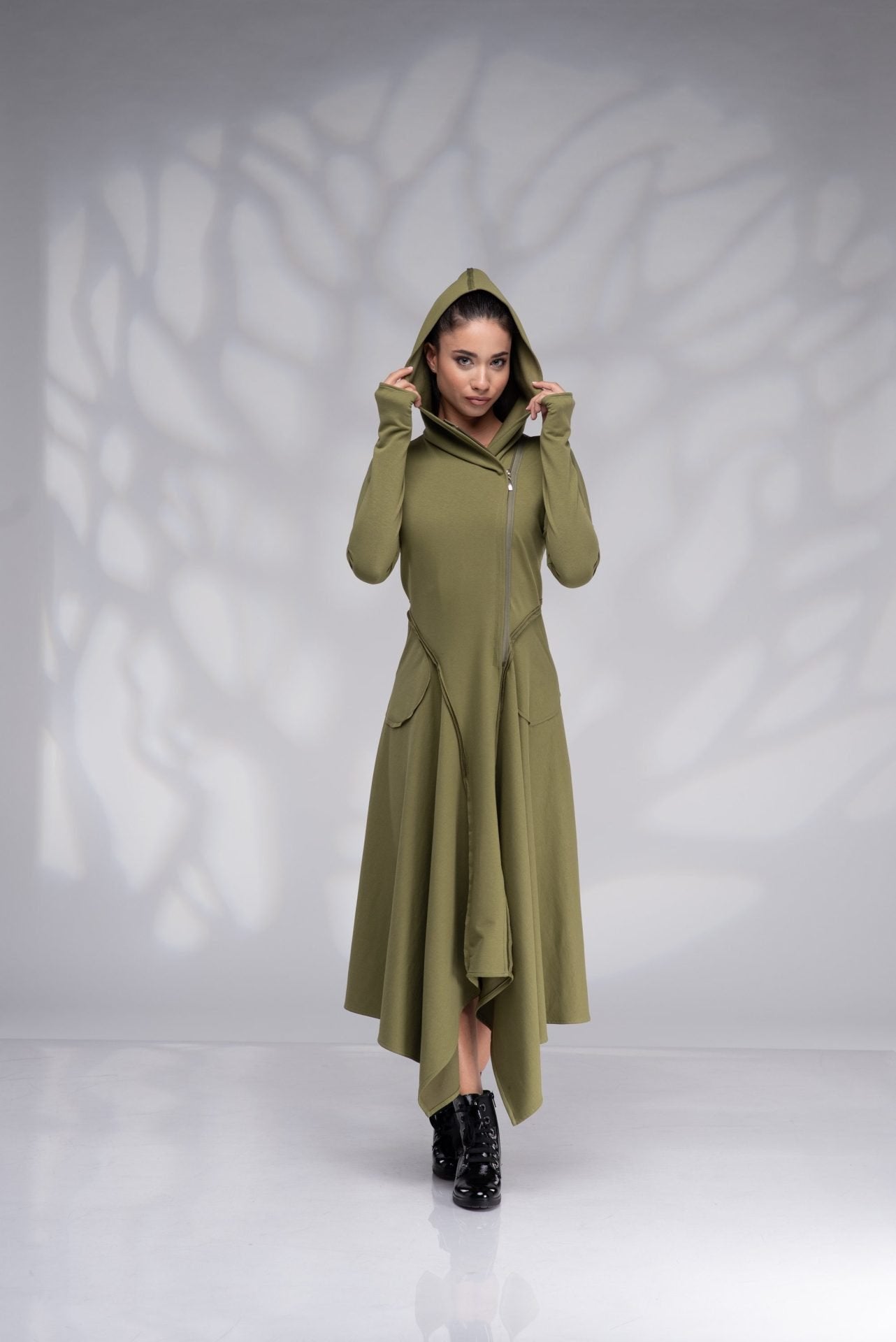 Maxi Long Sleeve Hooded Sweatshirt Dress with Pockets
