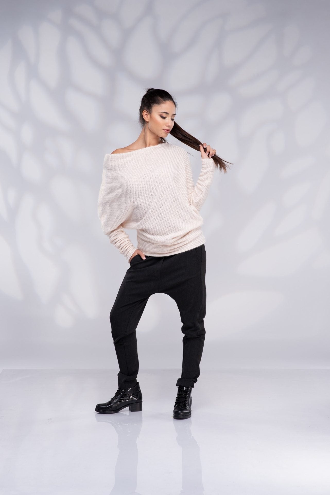 Off Shoulder Camel Sweater