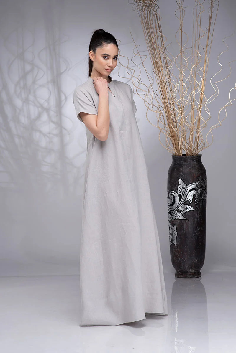 Linen Oversized Maxi Kaftan Dress with Pockets-Danellys.webp