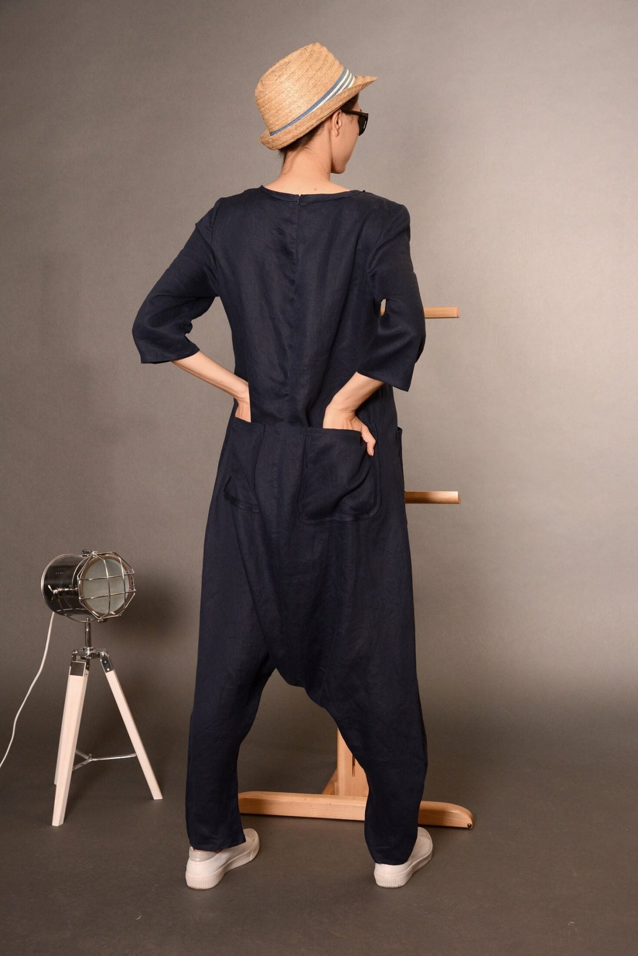 Harem Linen Oversized Wide Leg Romper