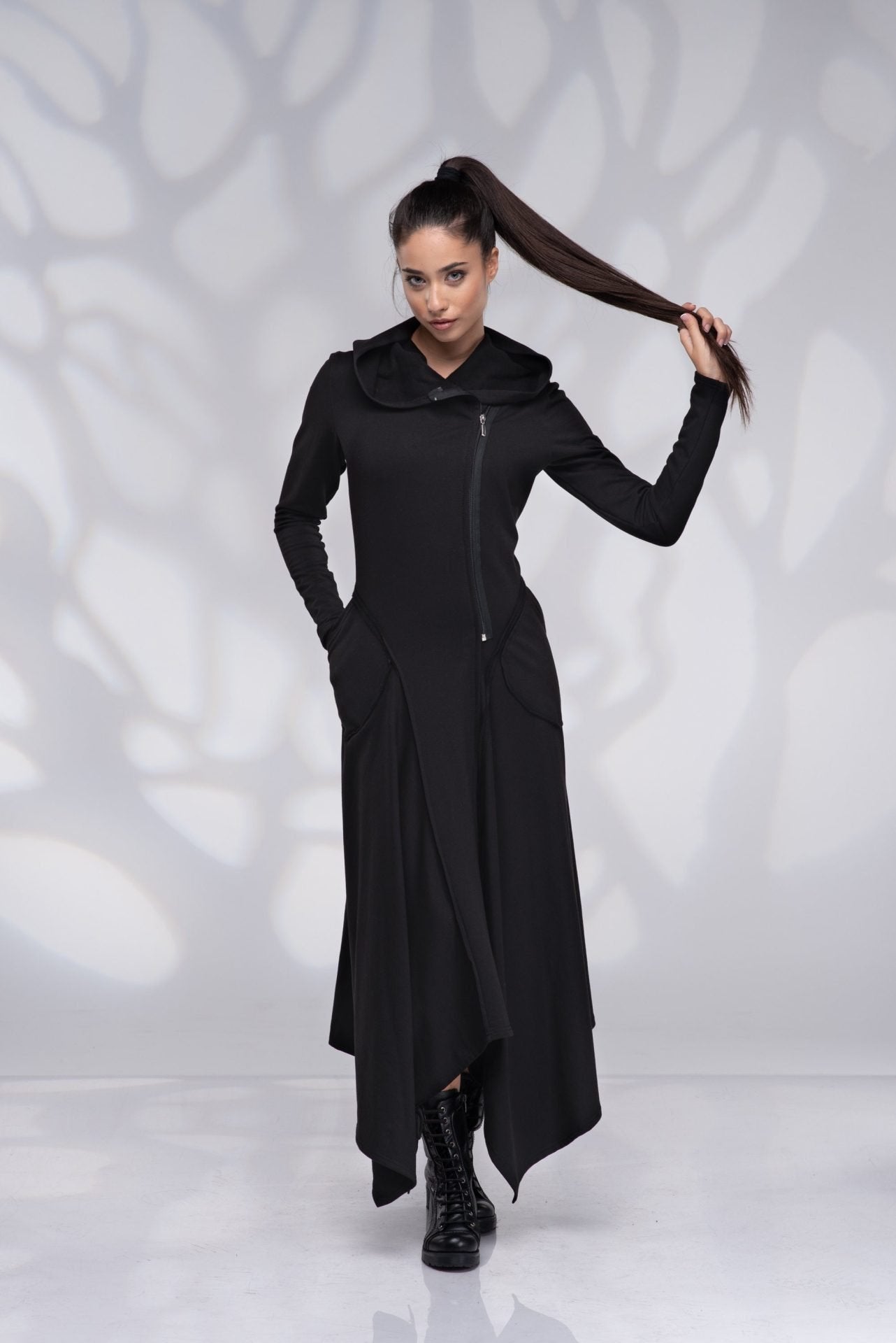 Hoodie Maxi Sweatshirt Dress with Pockets