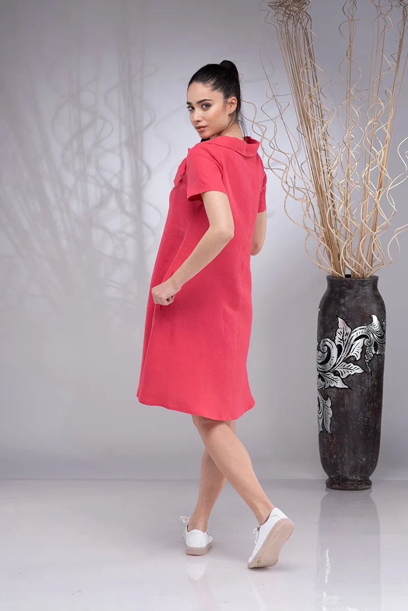 Short Linen Knee-Length A-line Summer Dress
