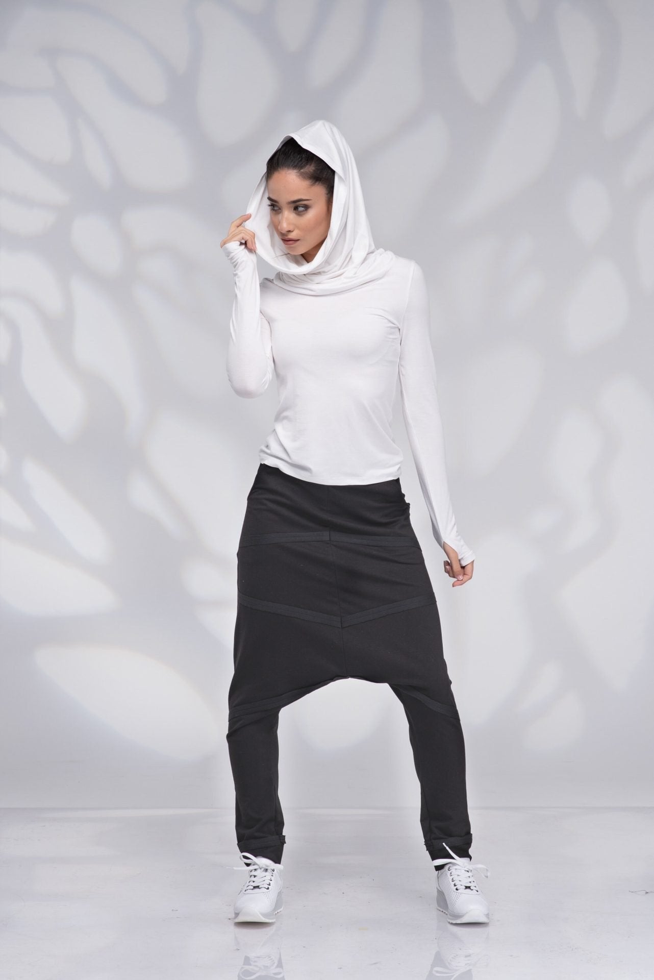 Black Harem Drop Crotch Baggy Yoga Pants