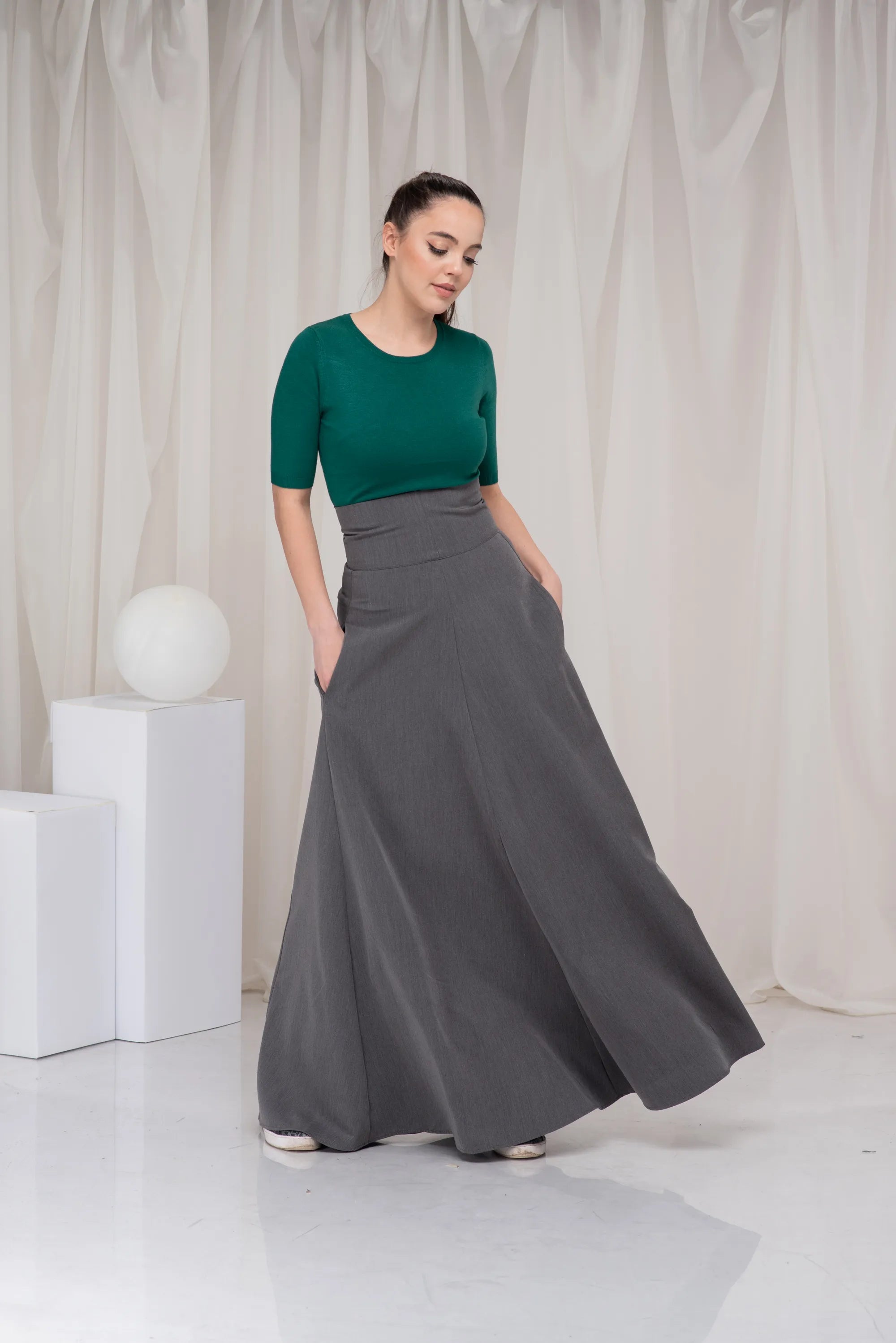 Victorian Walking Summer High Waisted Circle Floor Length Skirt-Danellys-3.webp
