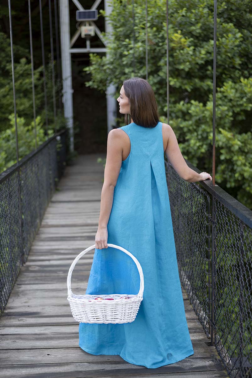 Long Linen Maxi Dress Sleeveless Sundress