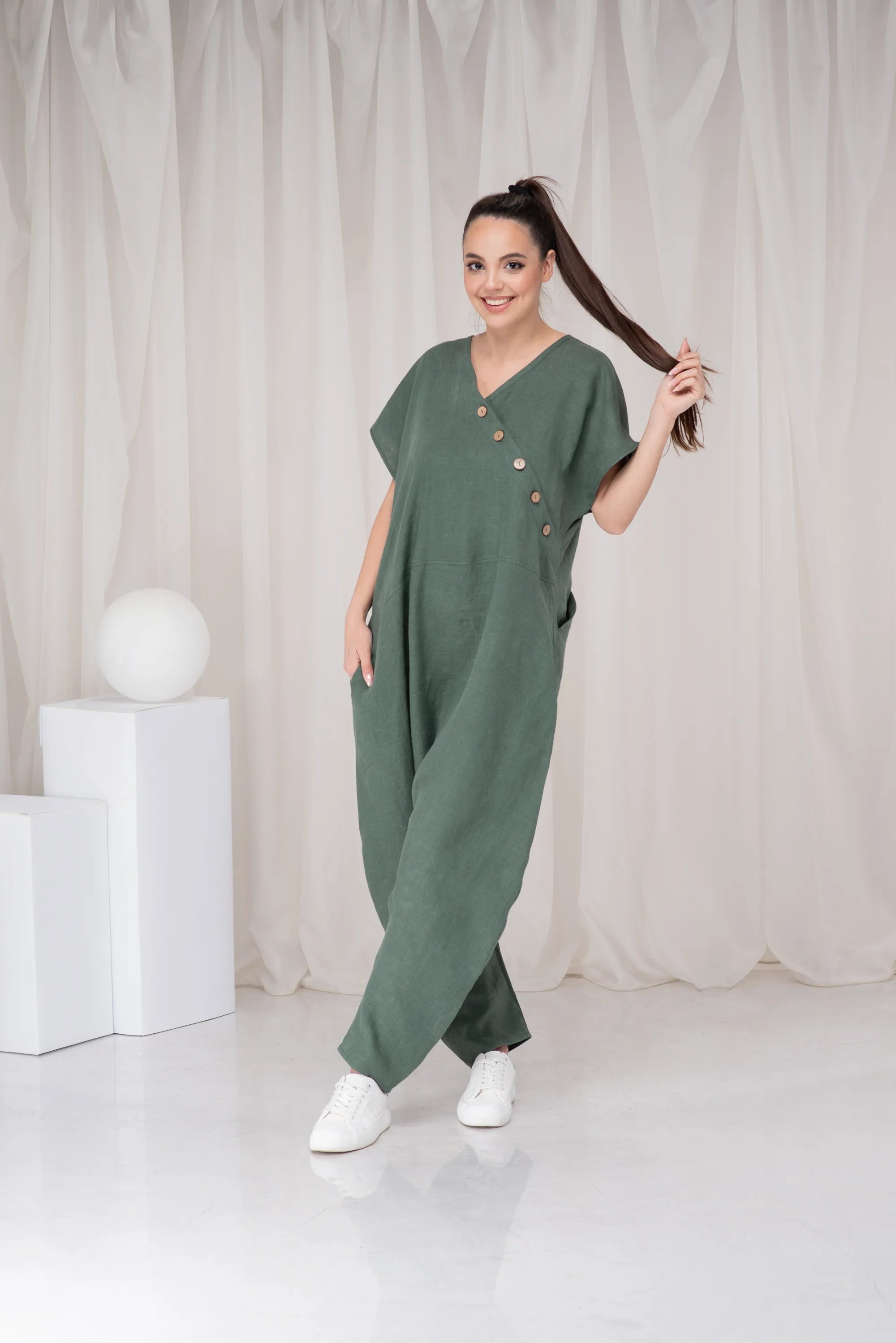 Linen Oversized Harem Wide Leg Loose Jumpsuit-Danellys-5.webp