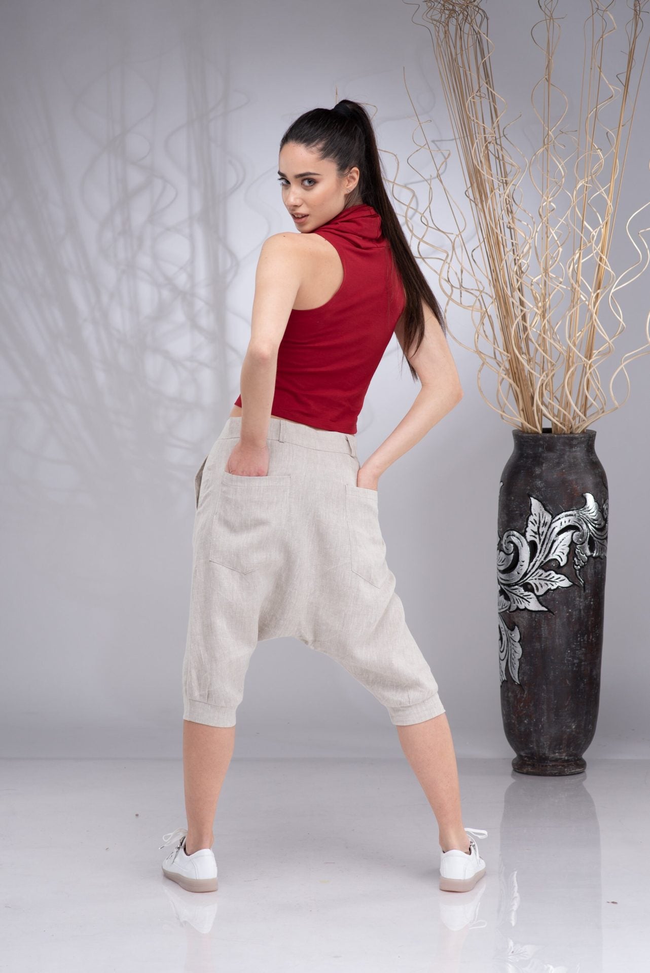 Hooded Crop Top Sleeveless Hoodie