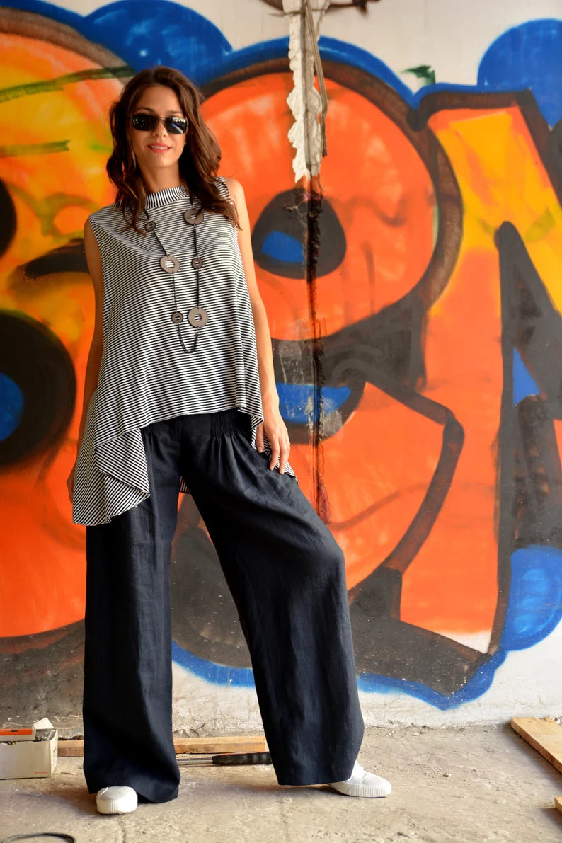Linen Wide Leg Palazzo Summer Trousers-Danellys-8.webp